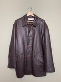 Vintage Chocolate Brown Leather Jacket sz l-xl