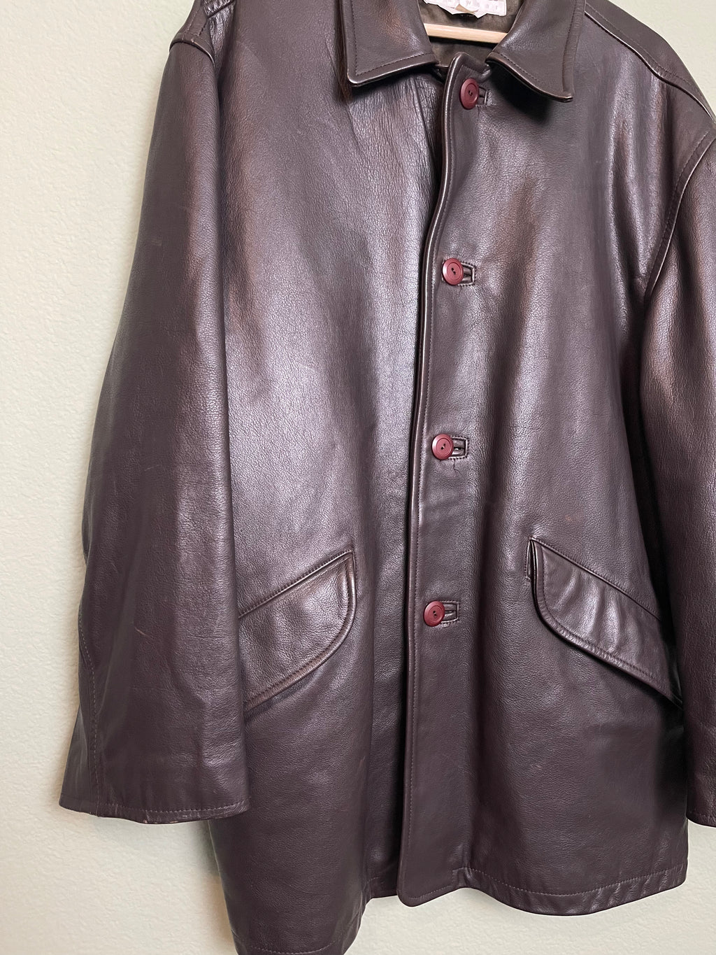 Vintage Chocolate Brown Leather Jacket sz l-xl