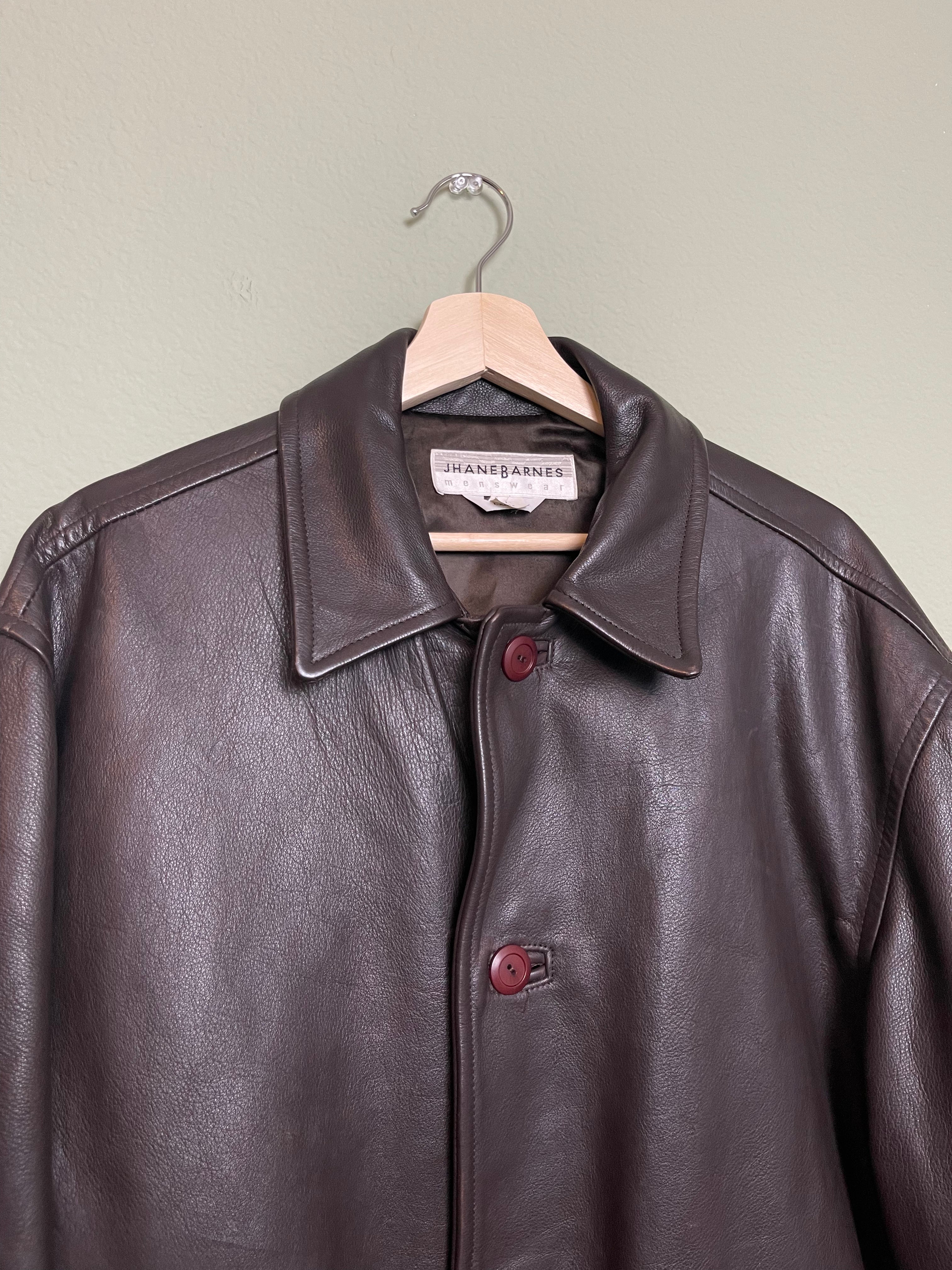 Vintage Chocolate Brown Leather Jacket sz l-xl