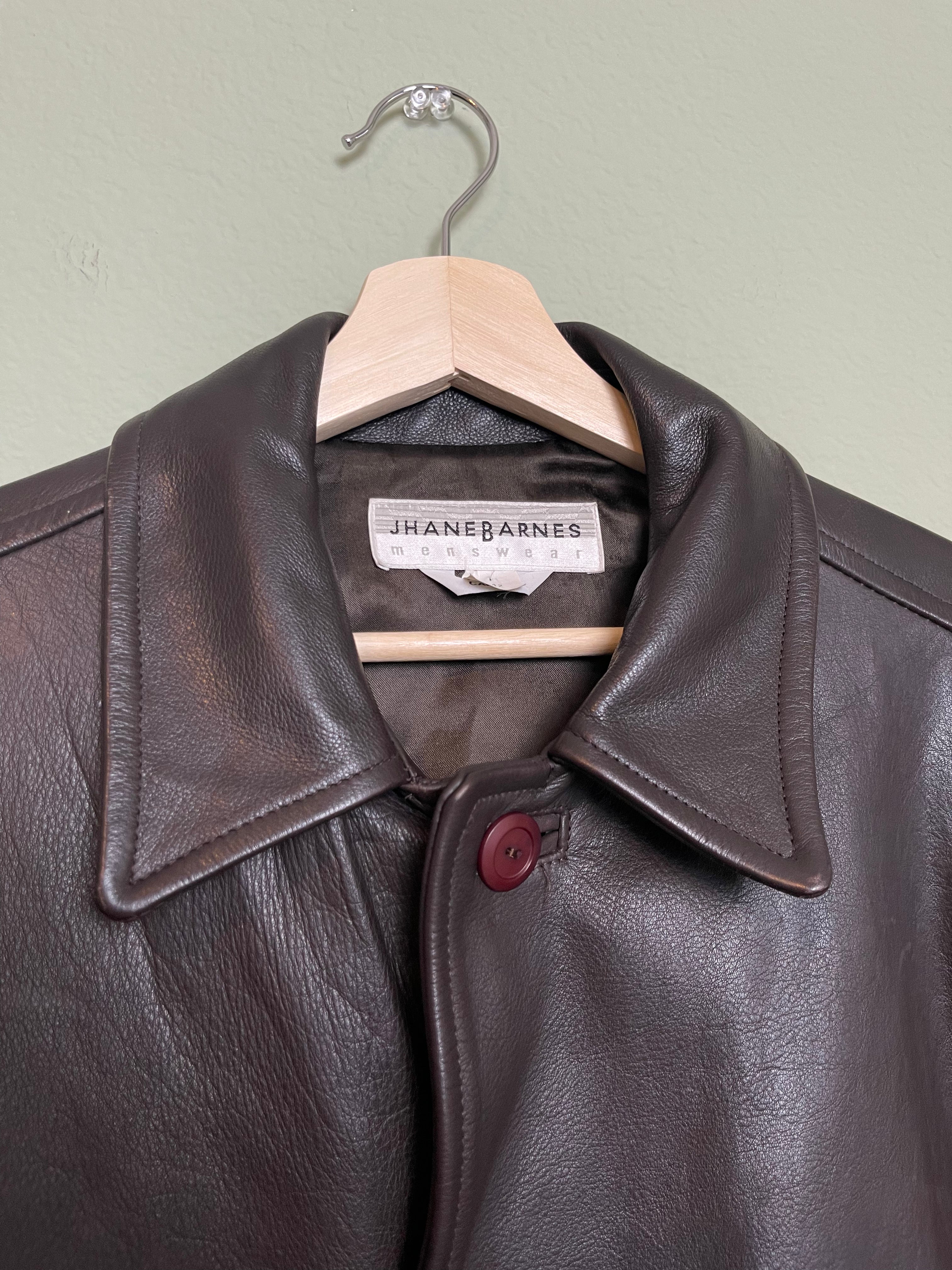 Vintage Chocolate Brown Leather Jacket sz l-xl