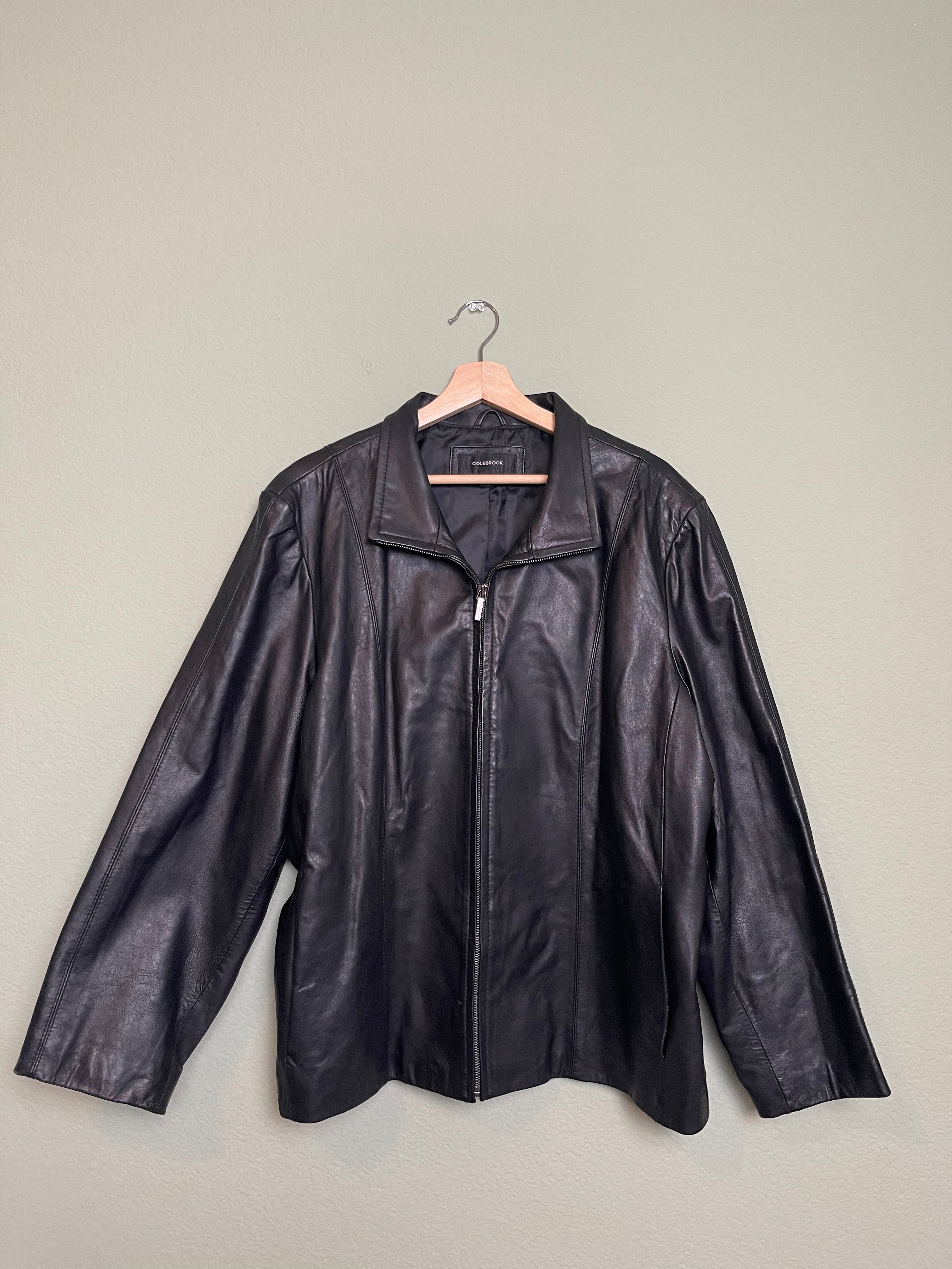Vintage 90s/00's Black Leather Zip Up Jacket sz xl-2x