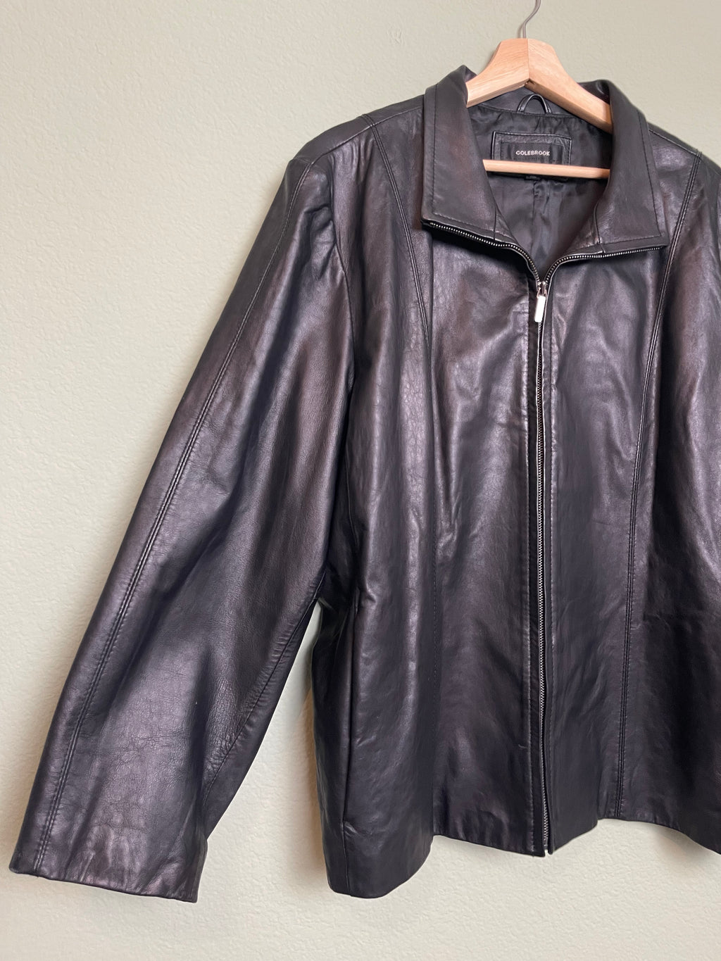 Vintage 90s/00's Black Leather Zip Up Jacket sz xl-2x