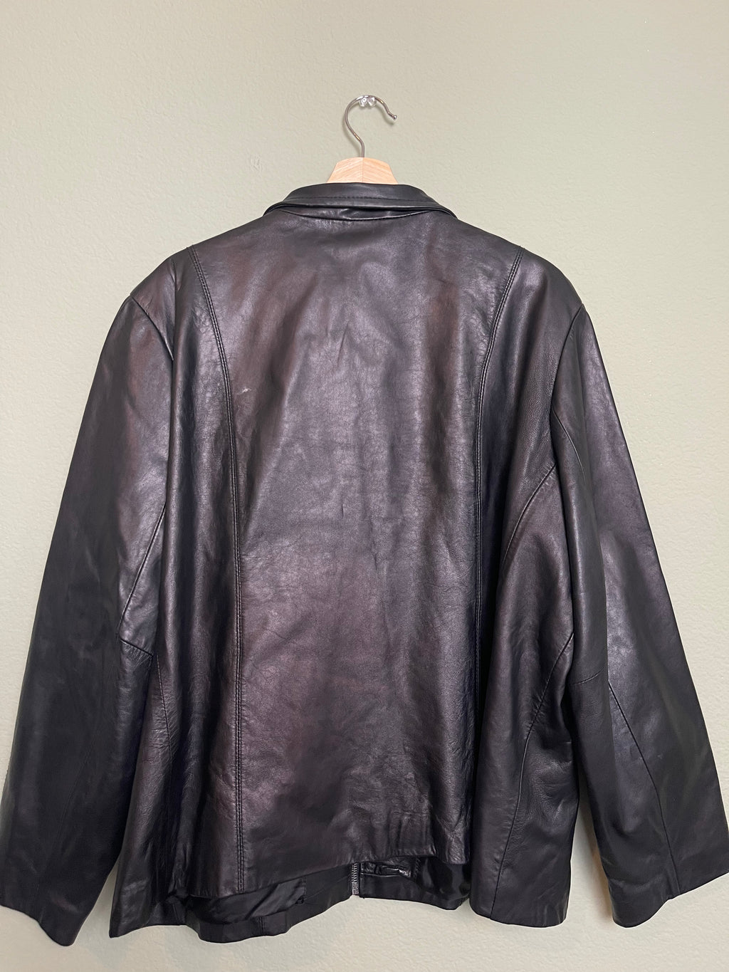 Vintage 90s/00's Black Leather Zip Up Jacket sz xl-2x