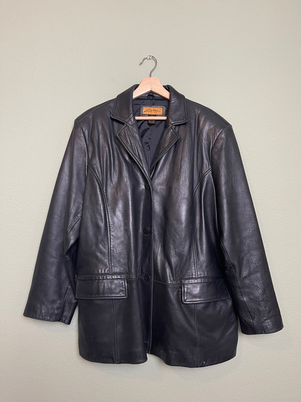 Vintage Black Leather Jacket sz xl-2x