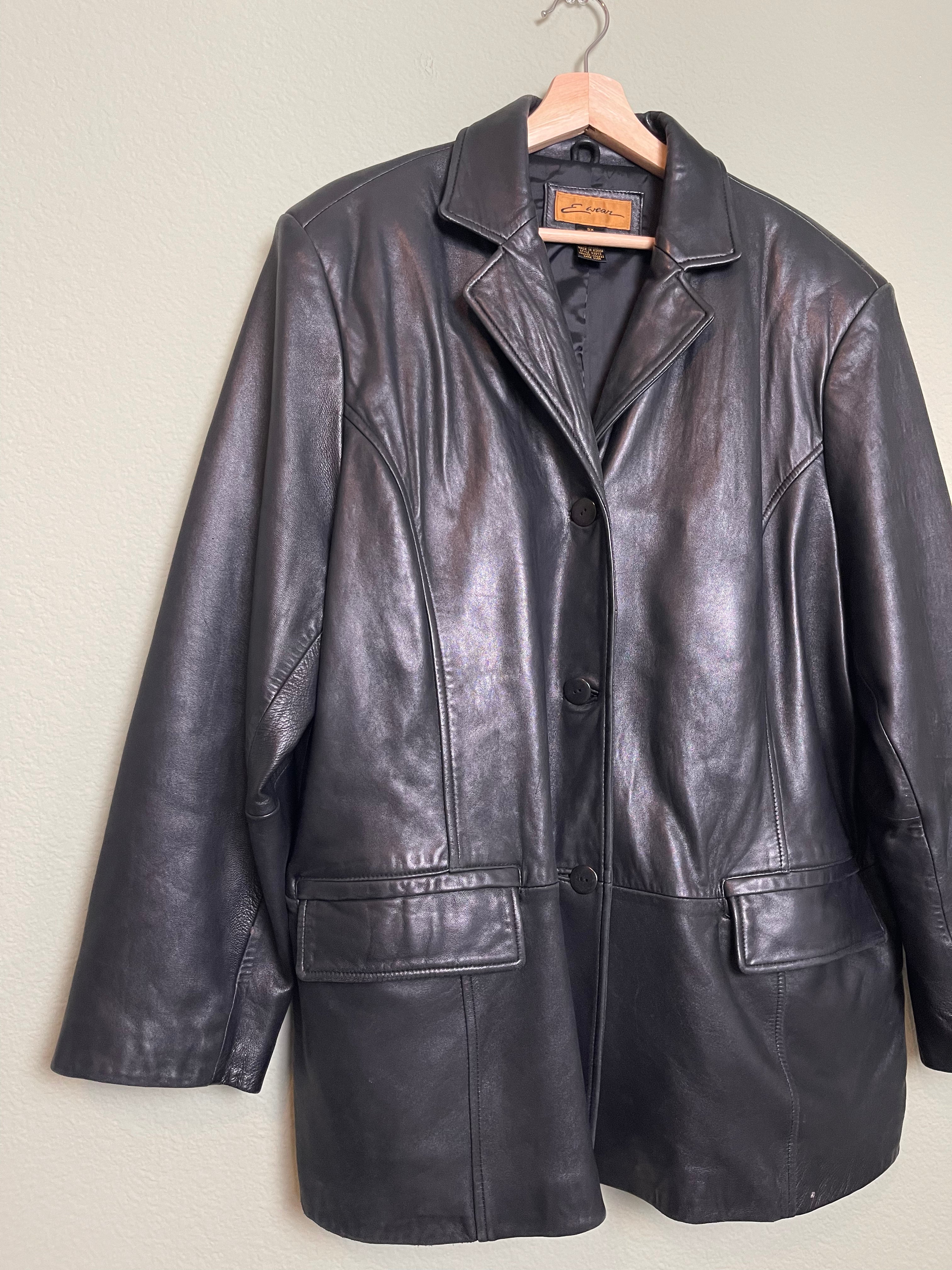Vintage Black Leather Jacket sz xl-2x