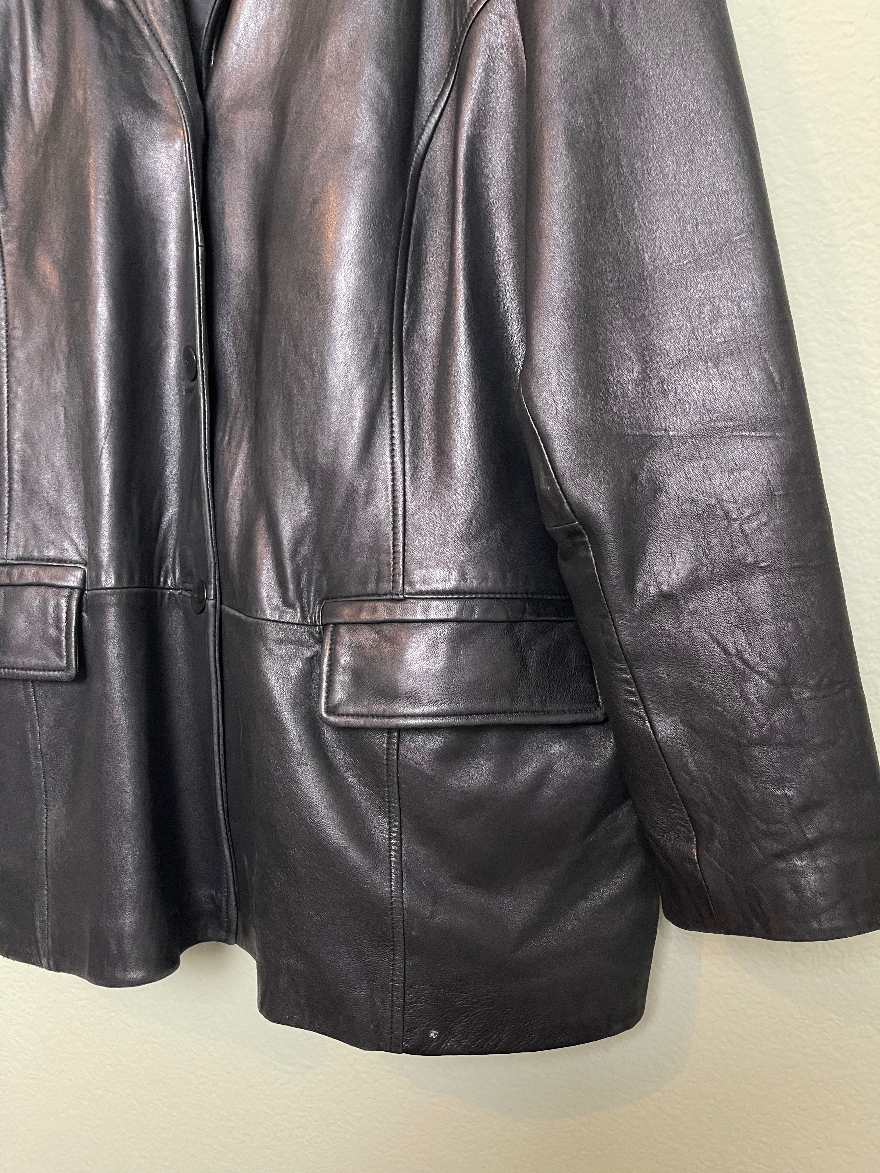 Vintage Black Leather Jacket sz xl-2x