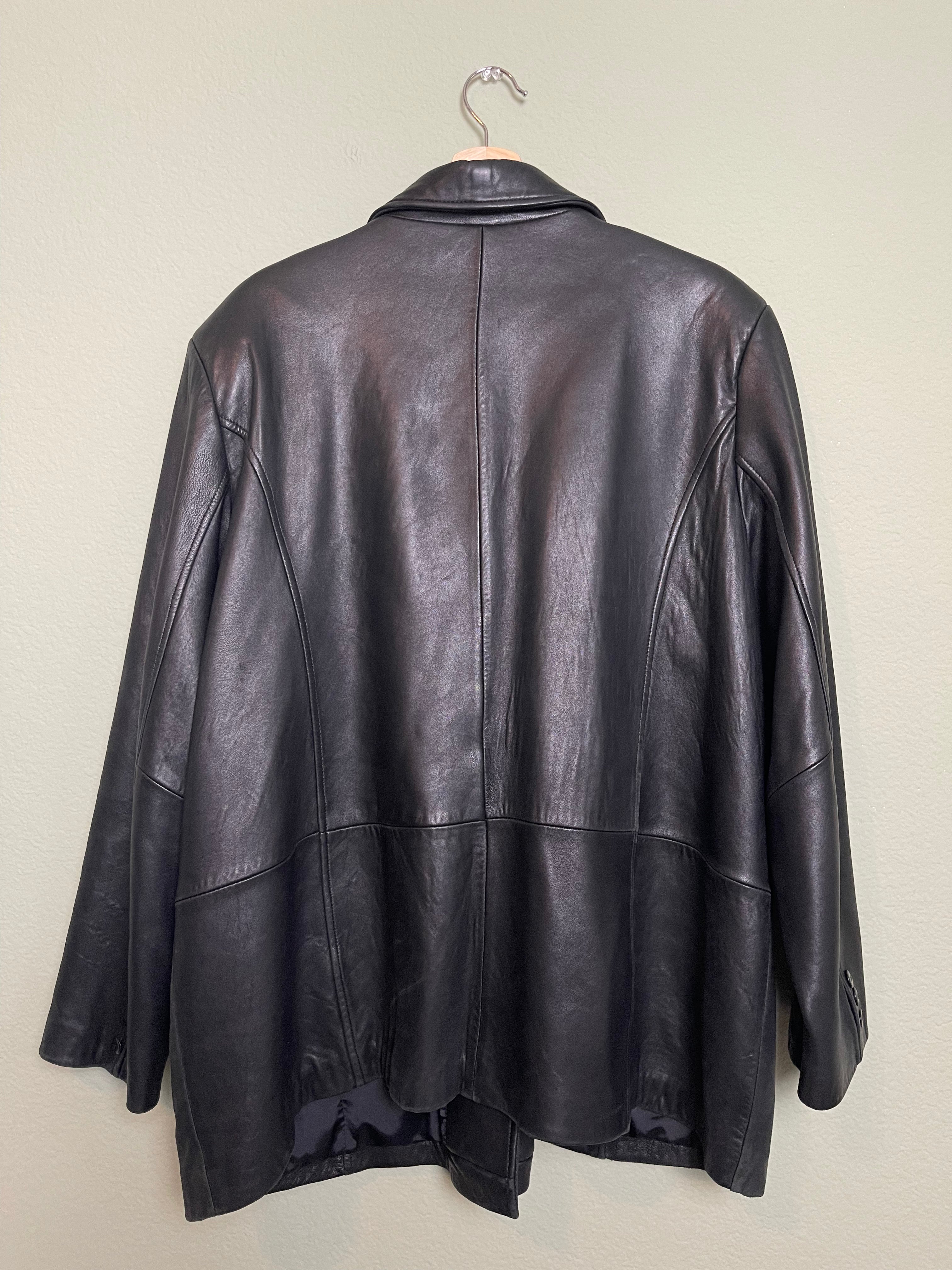 Vintage Black Leather Jacket sz xl-2x
