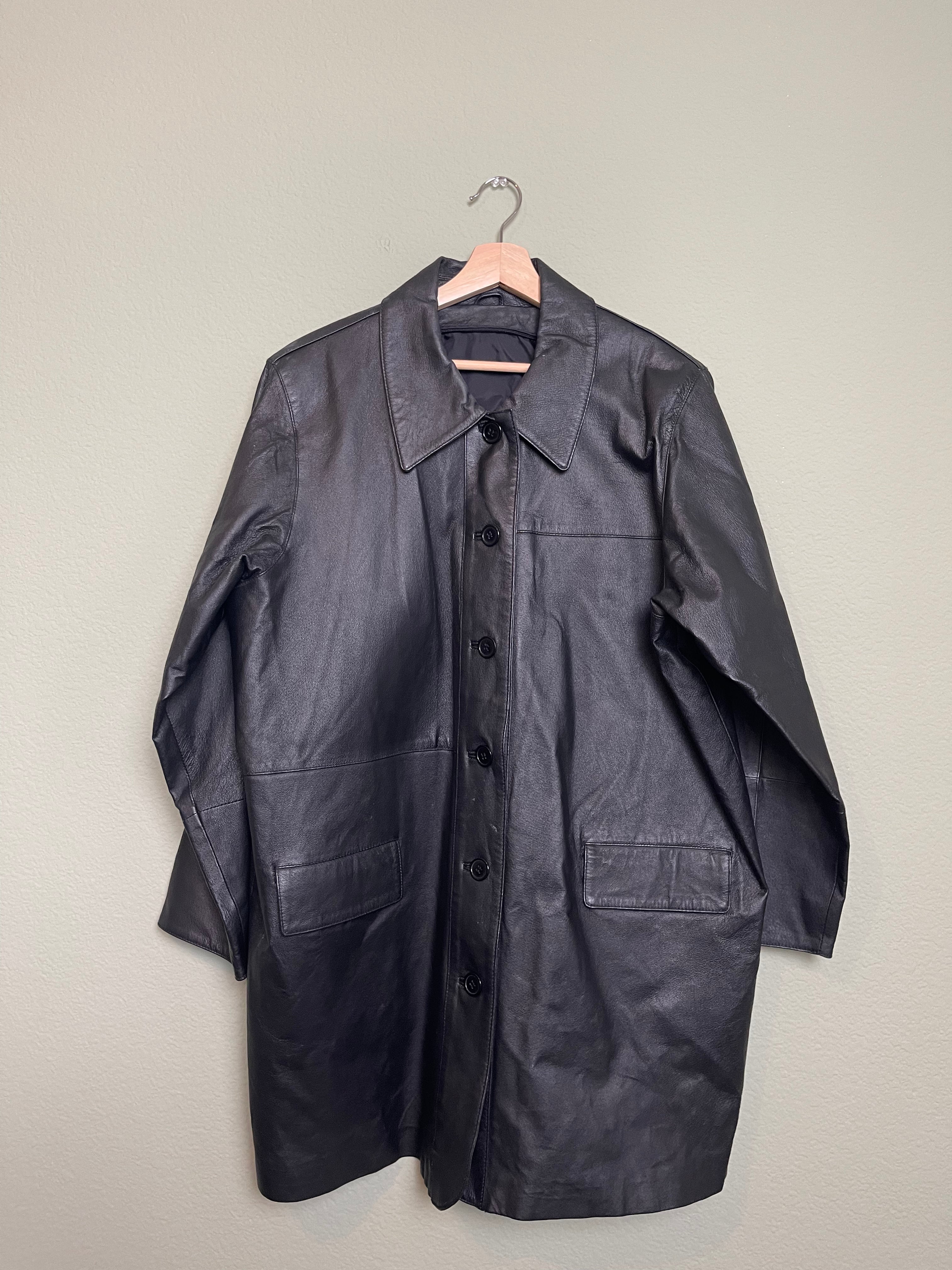 Vintage Longline Leather Jacket sz xl-2x