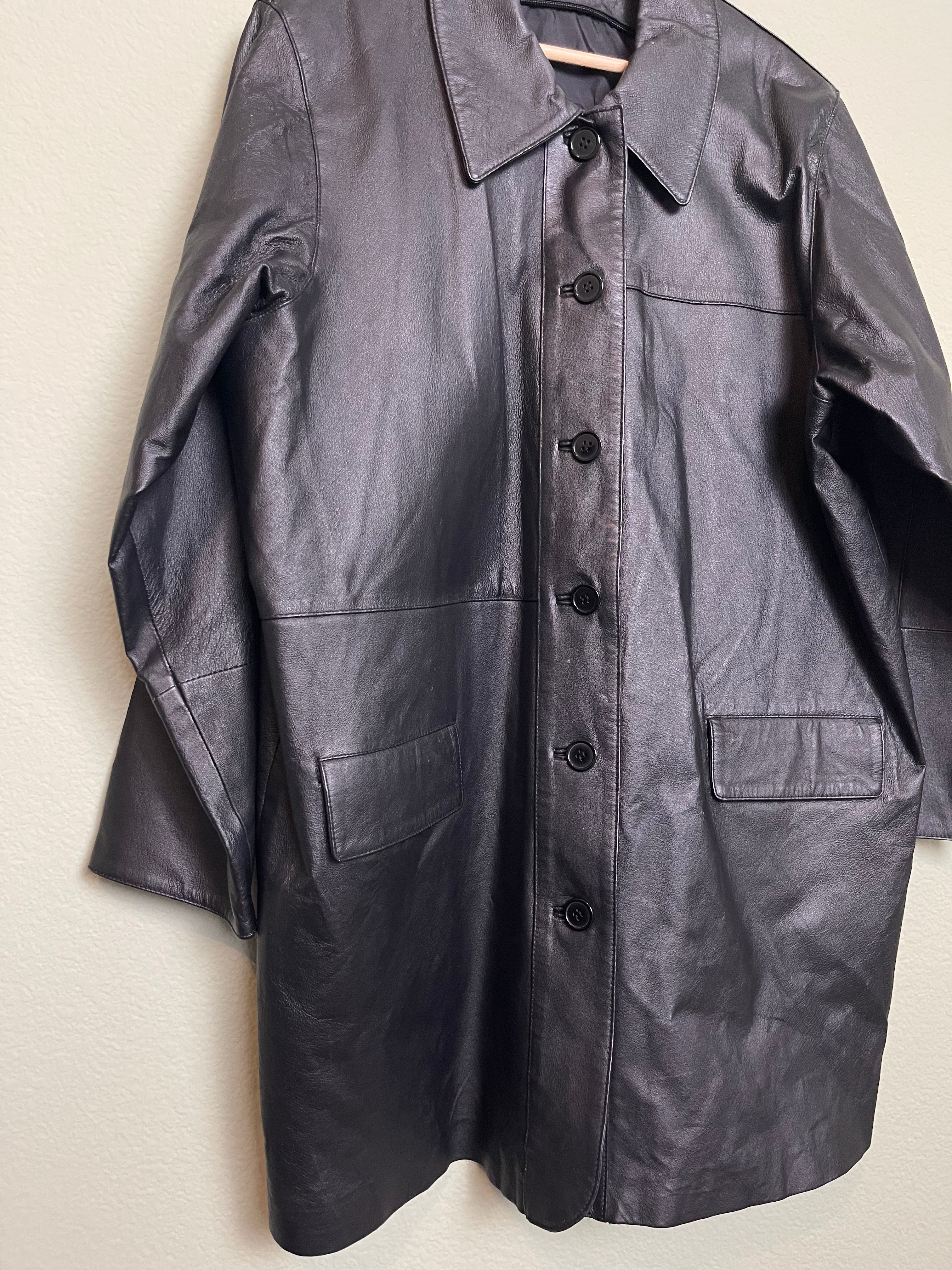 Vintage Longline Leather Jacket sz xl-2x
