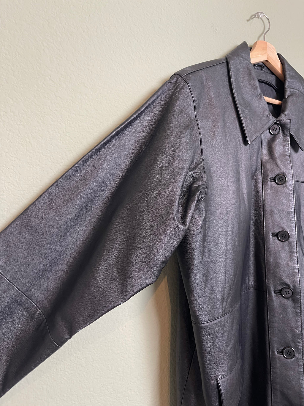 Vintage Longline Leather Jacket sz xl-2x