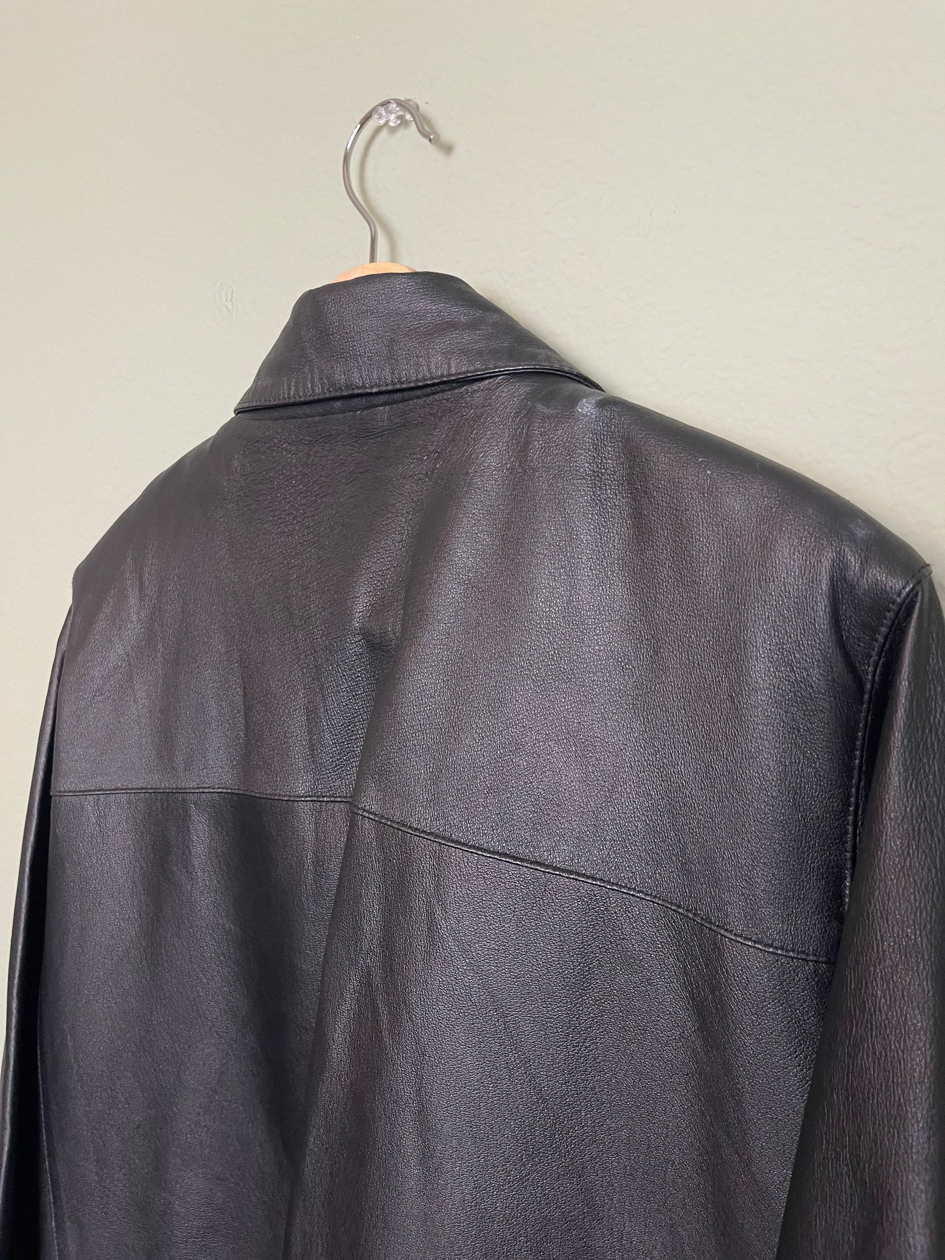 Vintage Longline Leather Jacket sz xl-2x