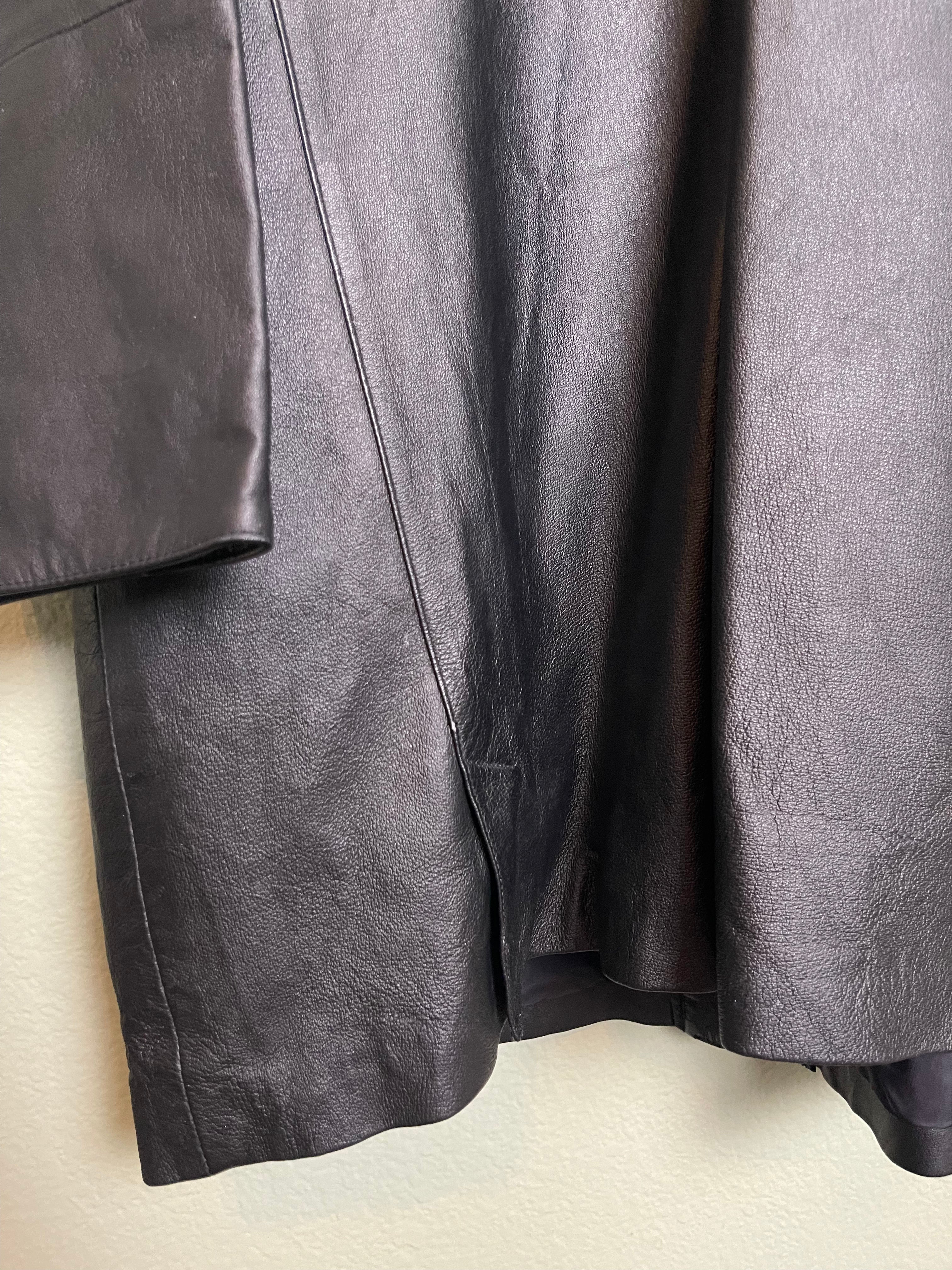 Vintage Longline Leather Jacket sz xl-2x