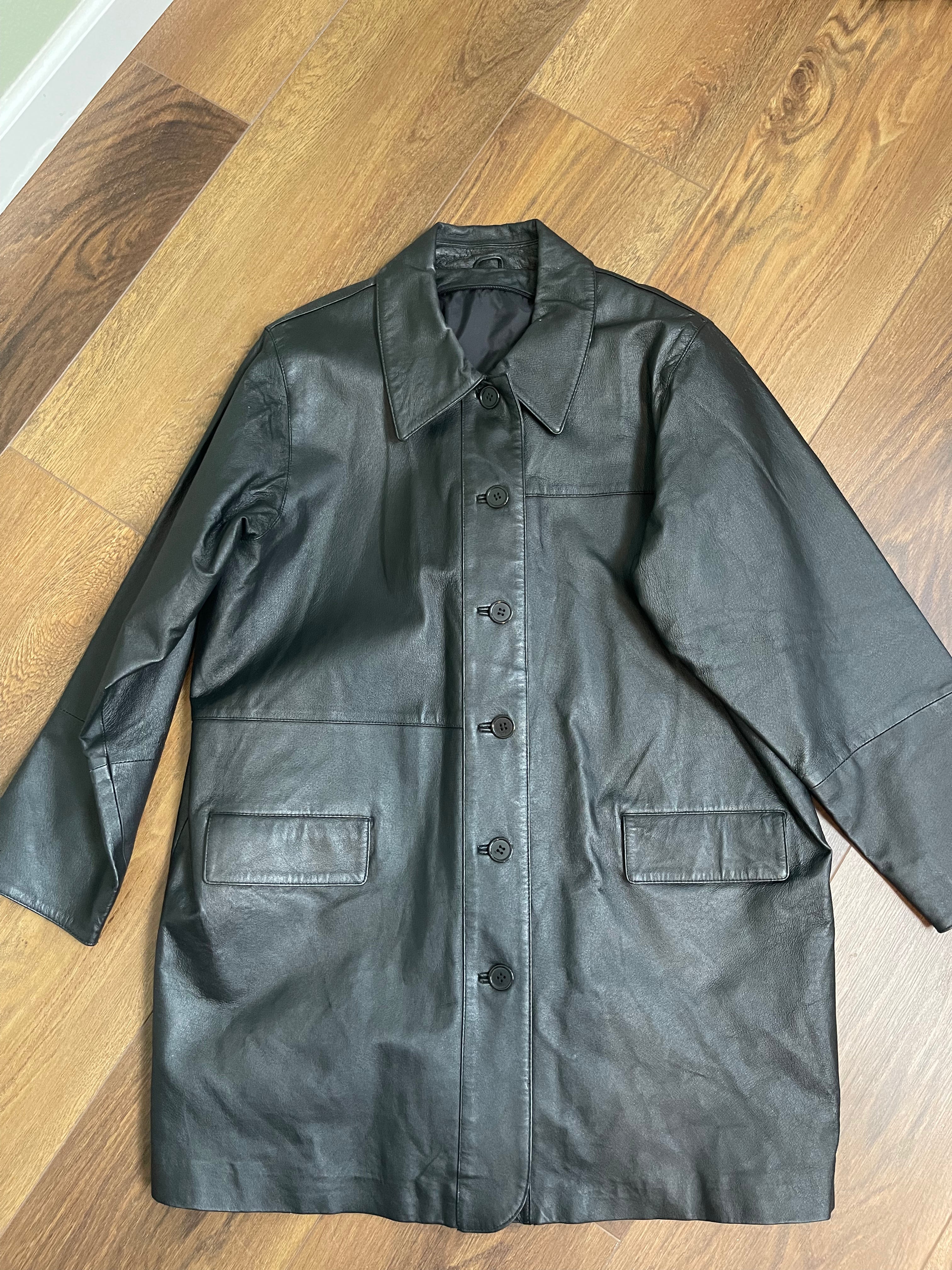 Vintage Longline Leather Jacket sz xl-2x