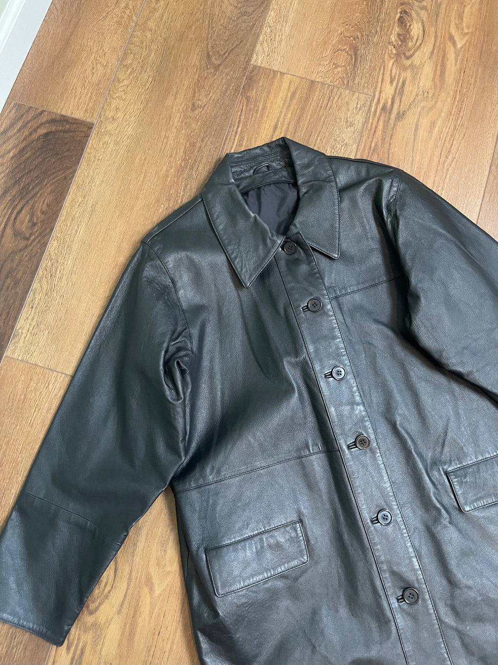 Vintage Longline Leather Jacket sz xl-2x