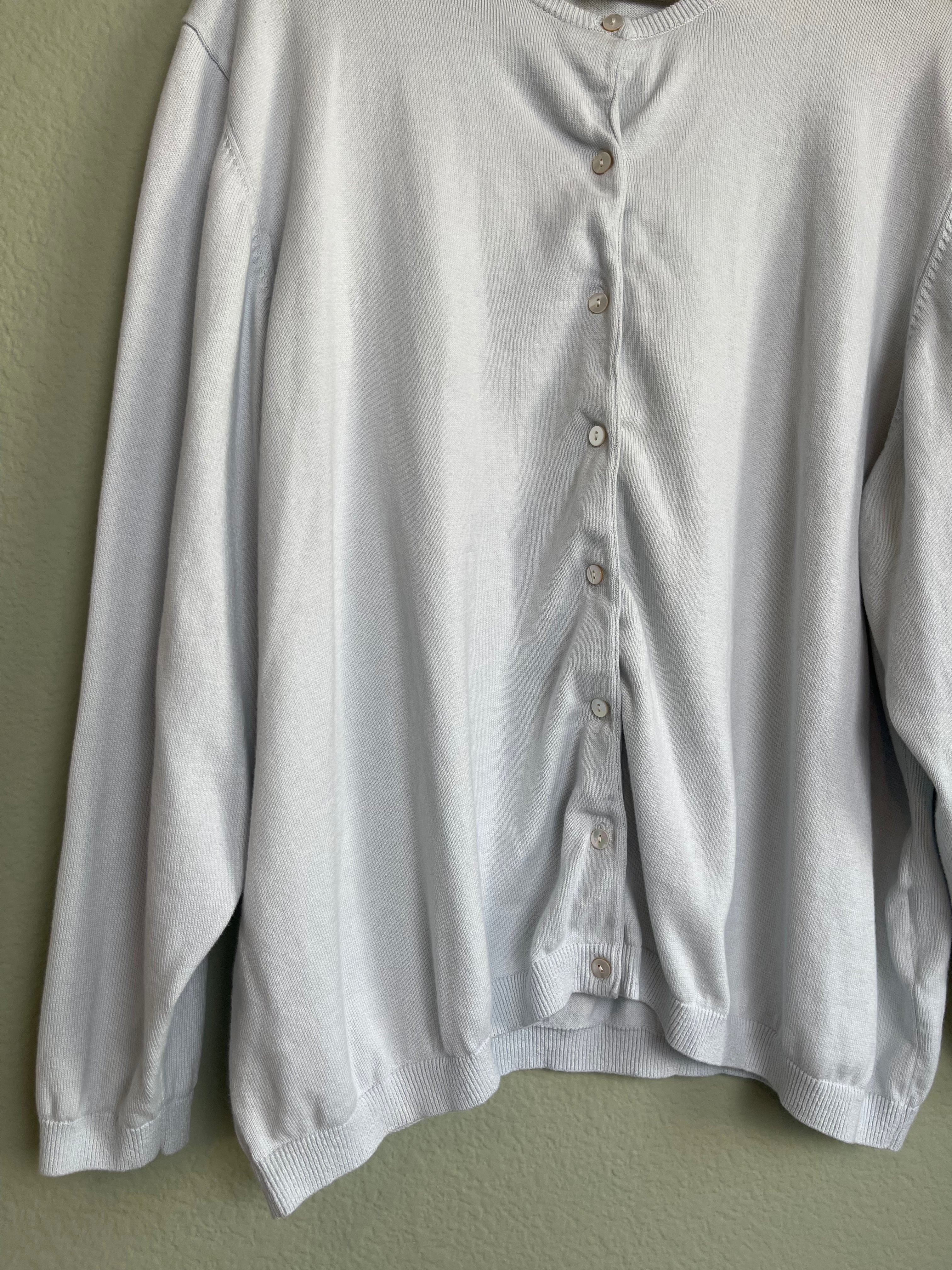 Lands End Cotton Crew Neck Button Front Cardi sz 3x