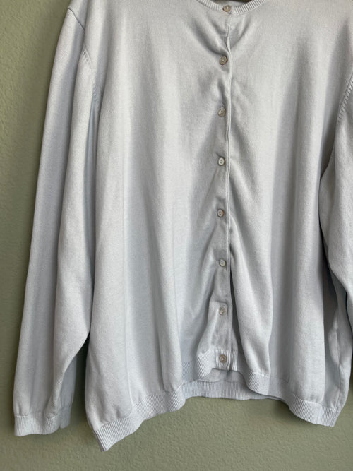 Lands End Cotton Crew Neck Button Front Cardi sz 3x