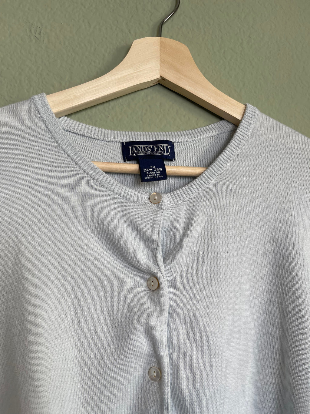 Lands End Cotton Crew Neck Button Front Cardi sz 3x
