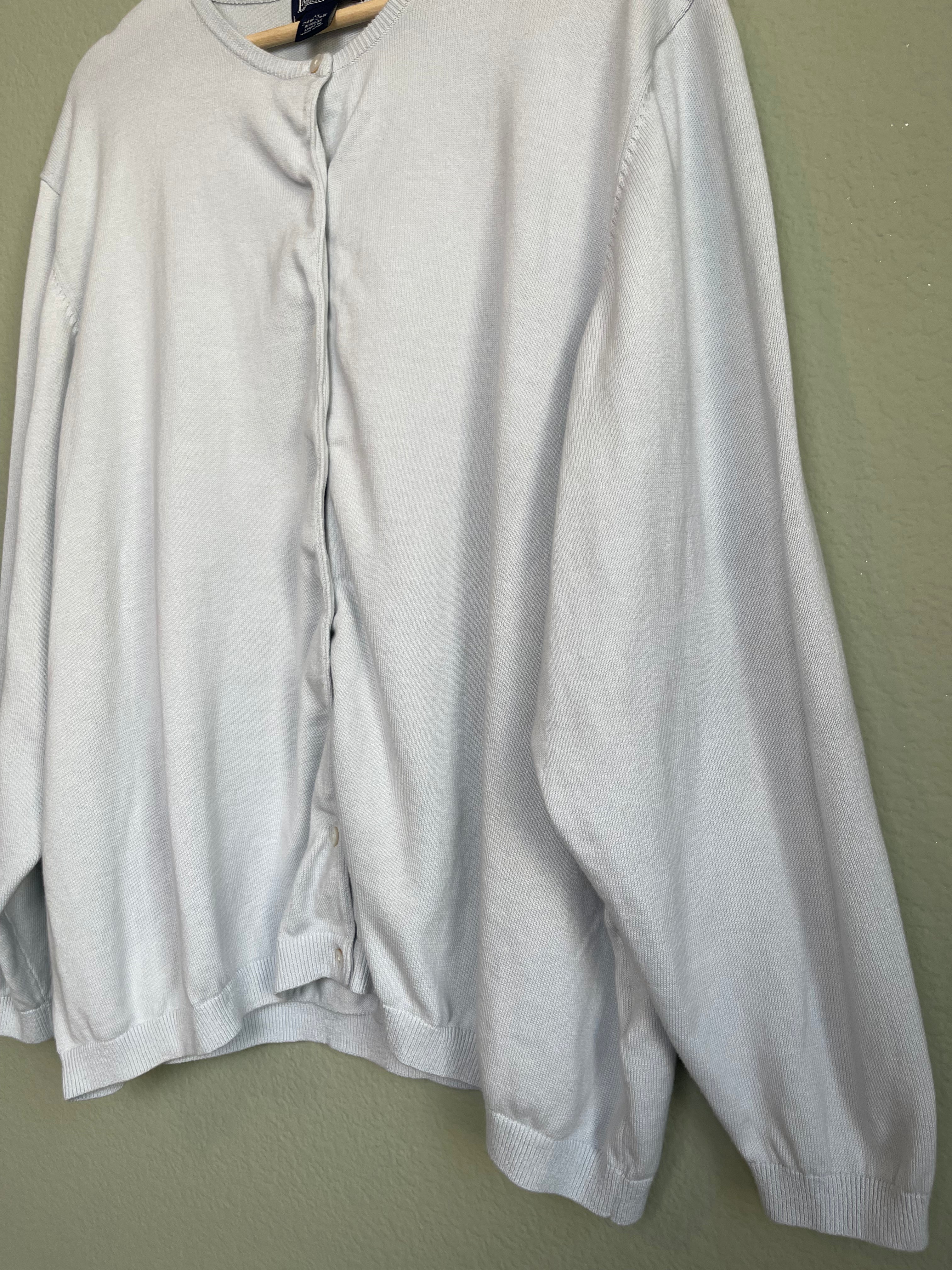 Lands End Cotton Crew Neck Button Front Cardi sz 3x