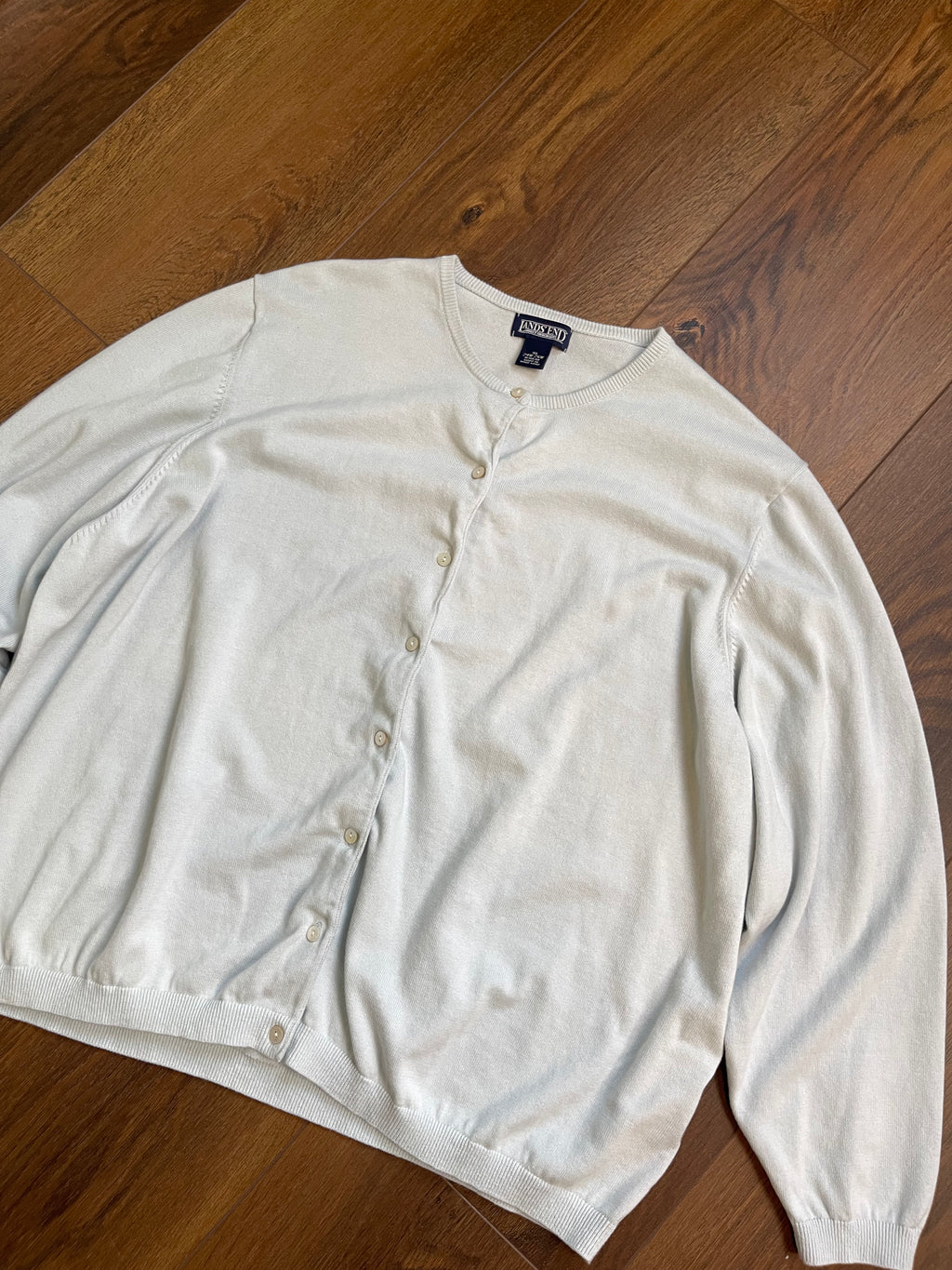 Lands End Cotton Crew Neck Button Front Cardi sz 3x