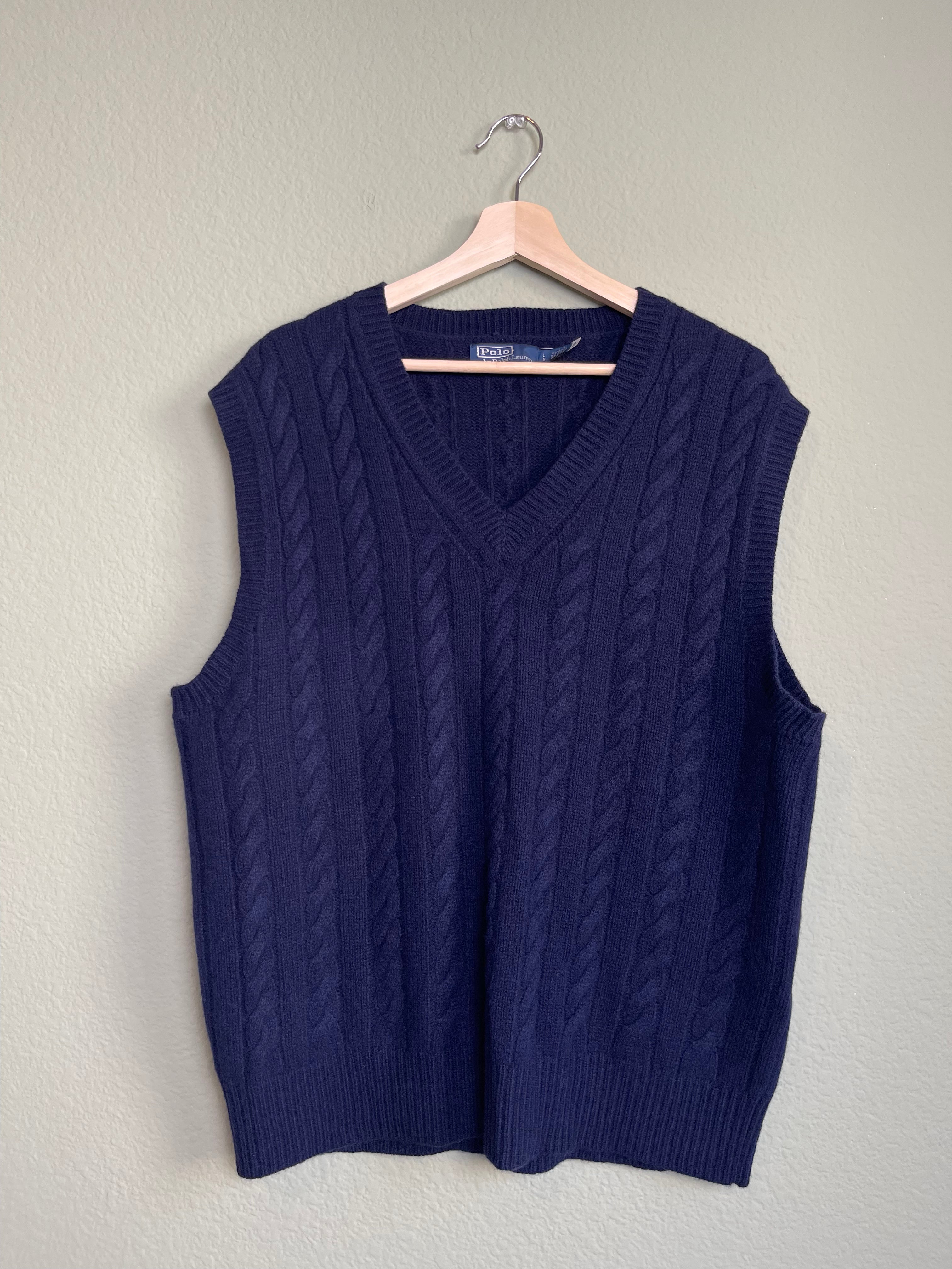 Ralph Lauren Navy Menswear Cable Knit Sweater Vest sx l-1x