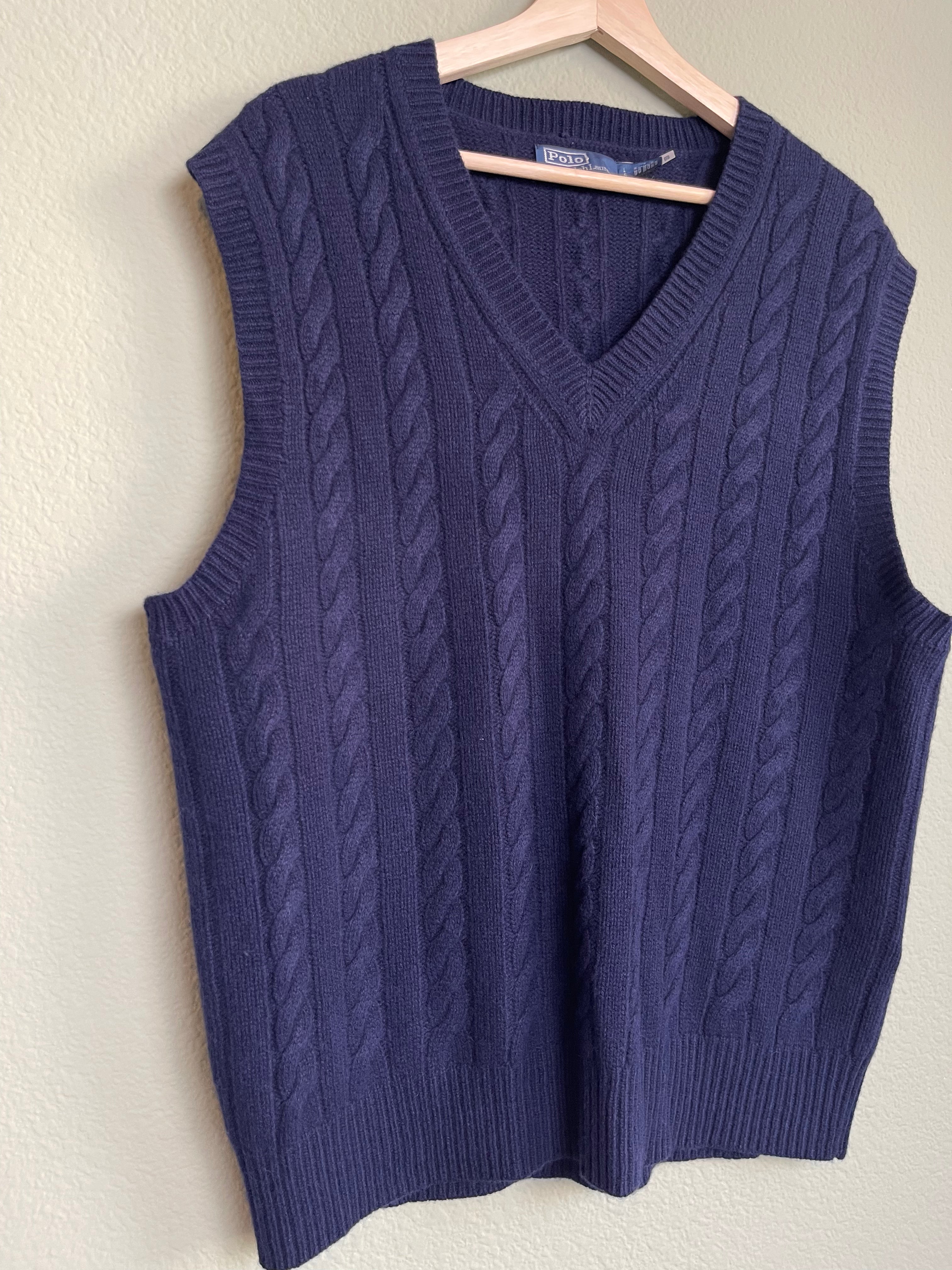Ralph Lauren Navy Menswear Cable Knit Sweater Vest sx l-1x