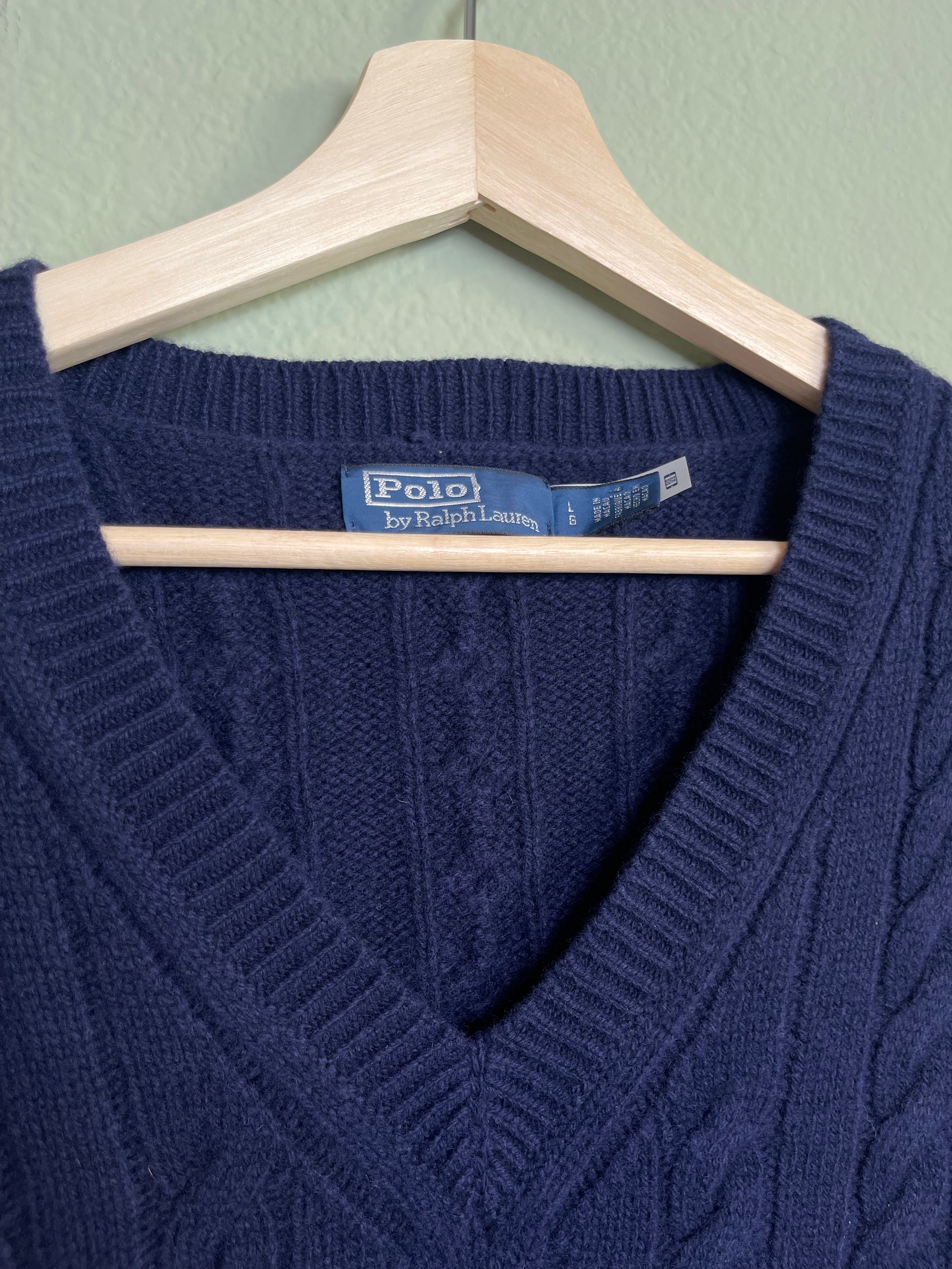 Ralph Lauren Navy Menswear Cable Knit Sweater Vest sx l-1x