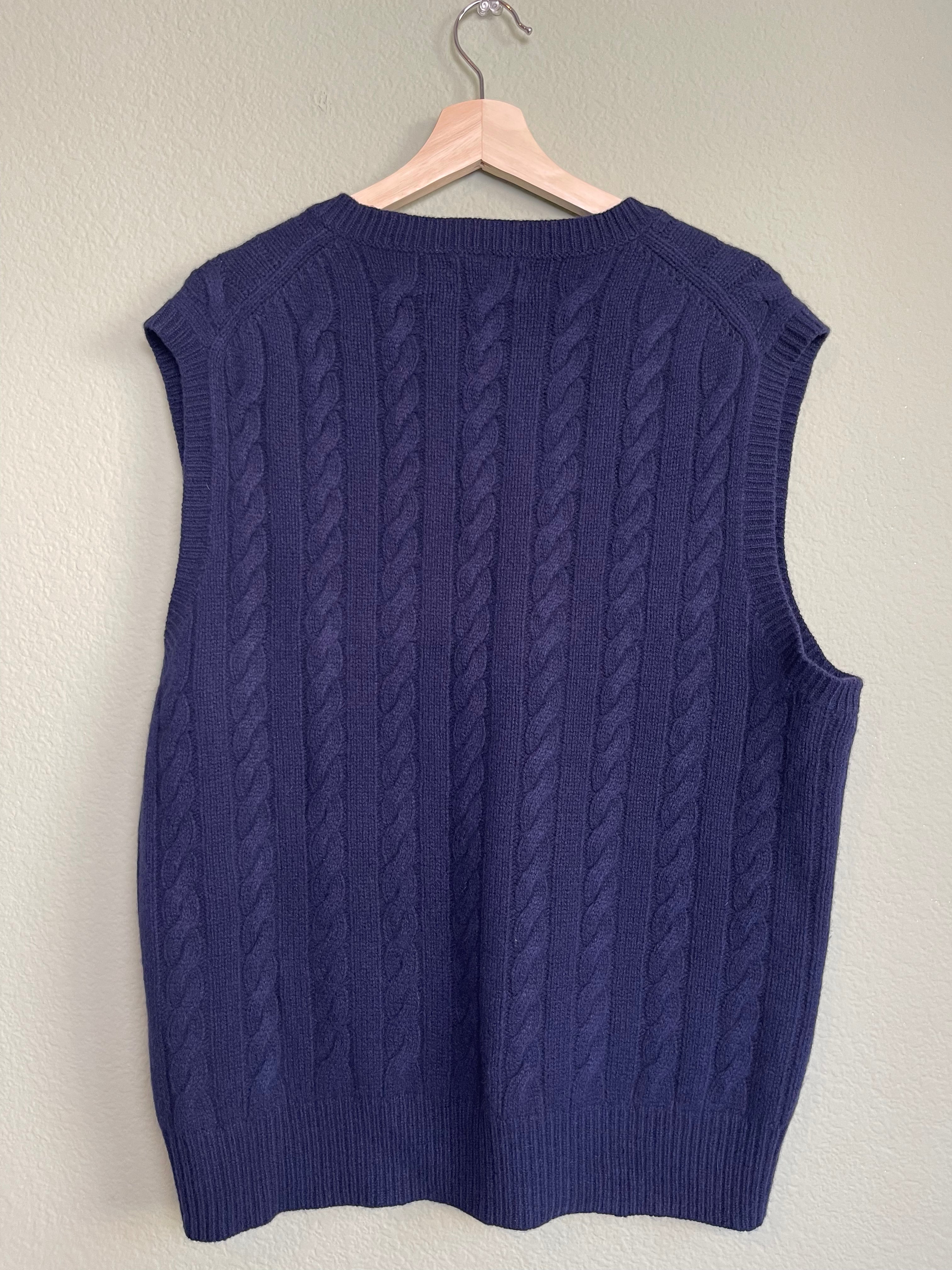 Ralph Lauren Navy Menswear Cable Knit Sweater Vest sx l-1x