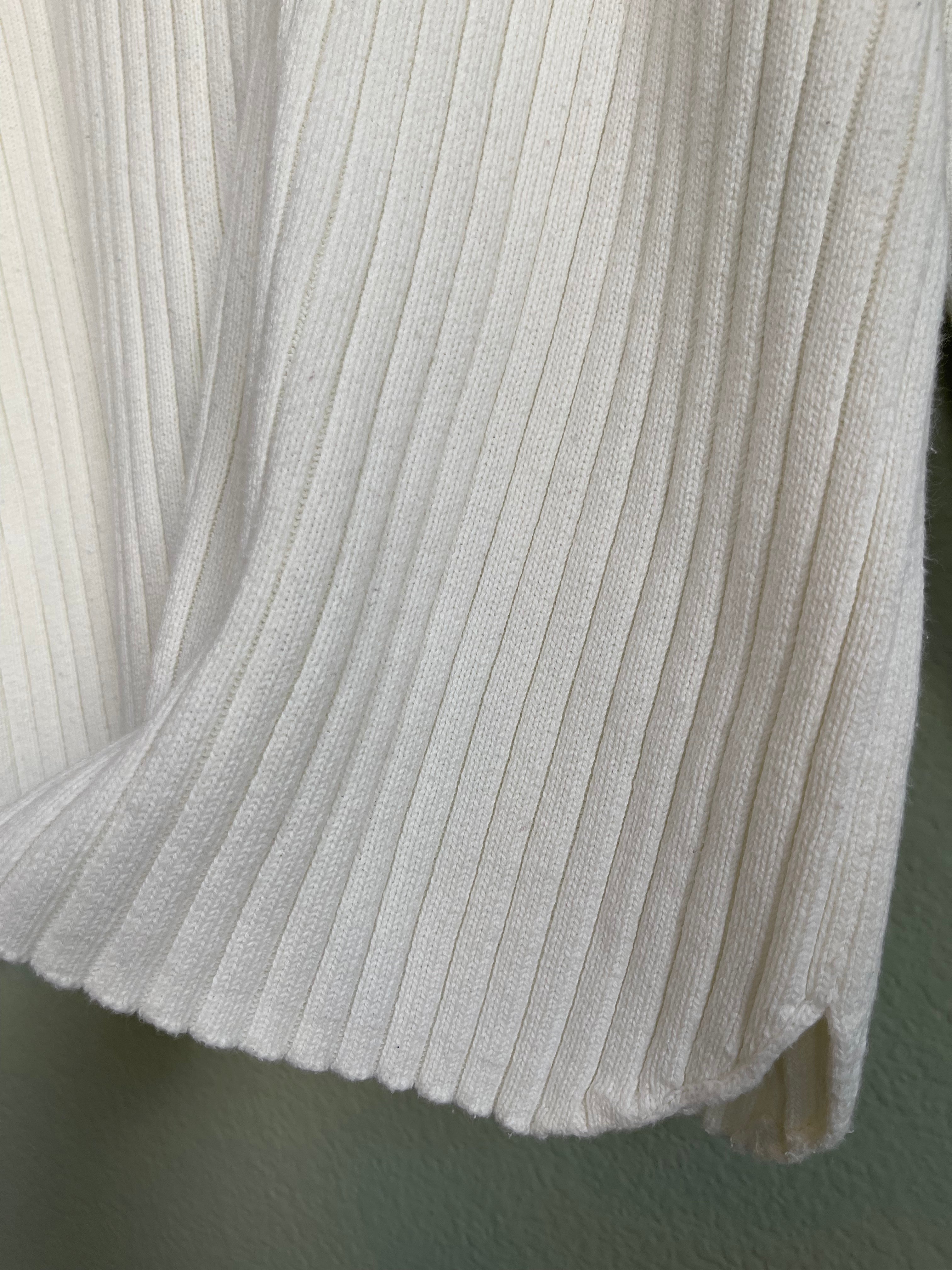 Vintage Ivory Ribbed Mock Neck Sweater Top sz 2x