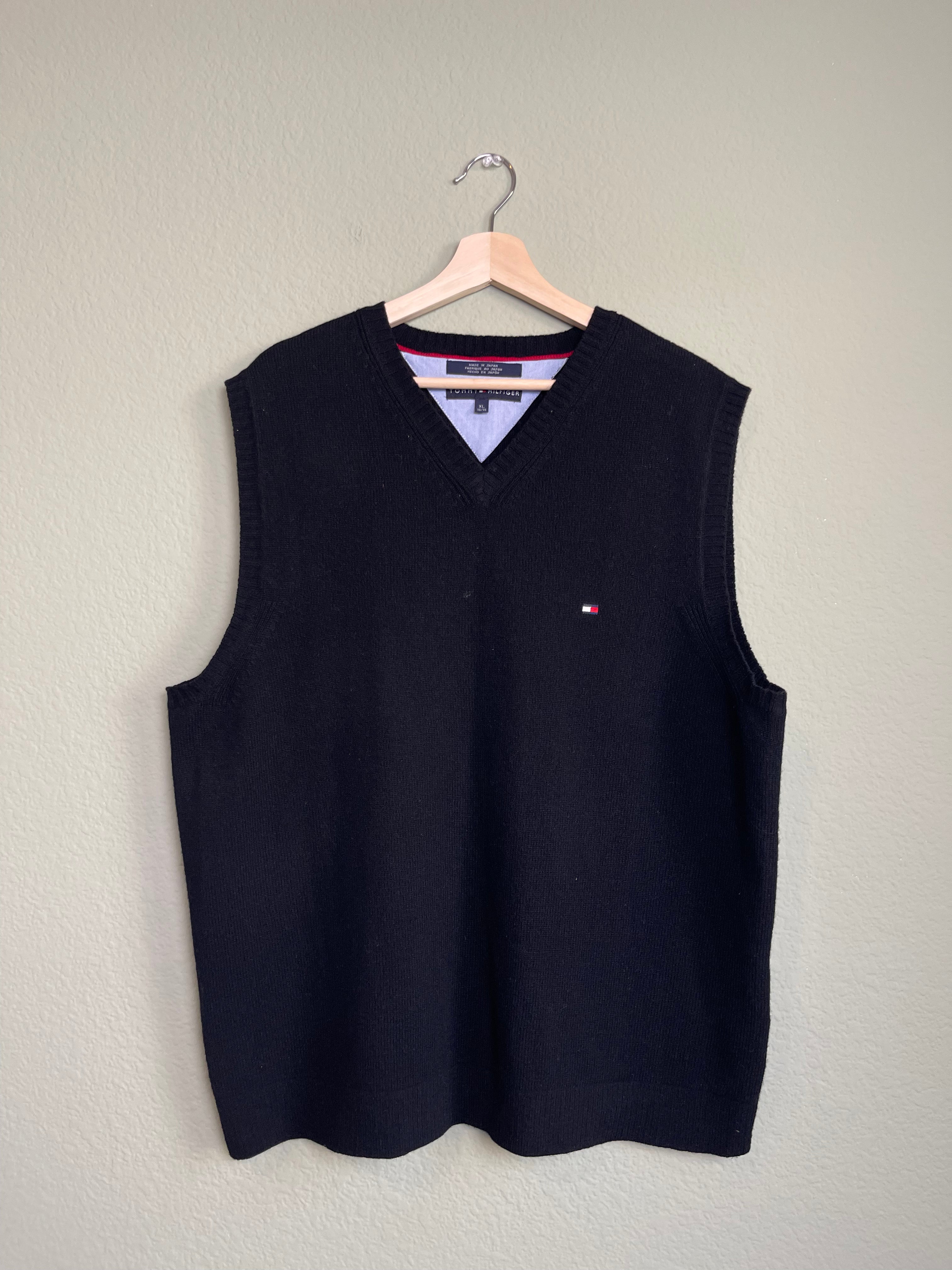 Tommy Hilfiger Black Wool Menswear Sweater Vest sz xl-2x