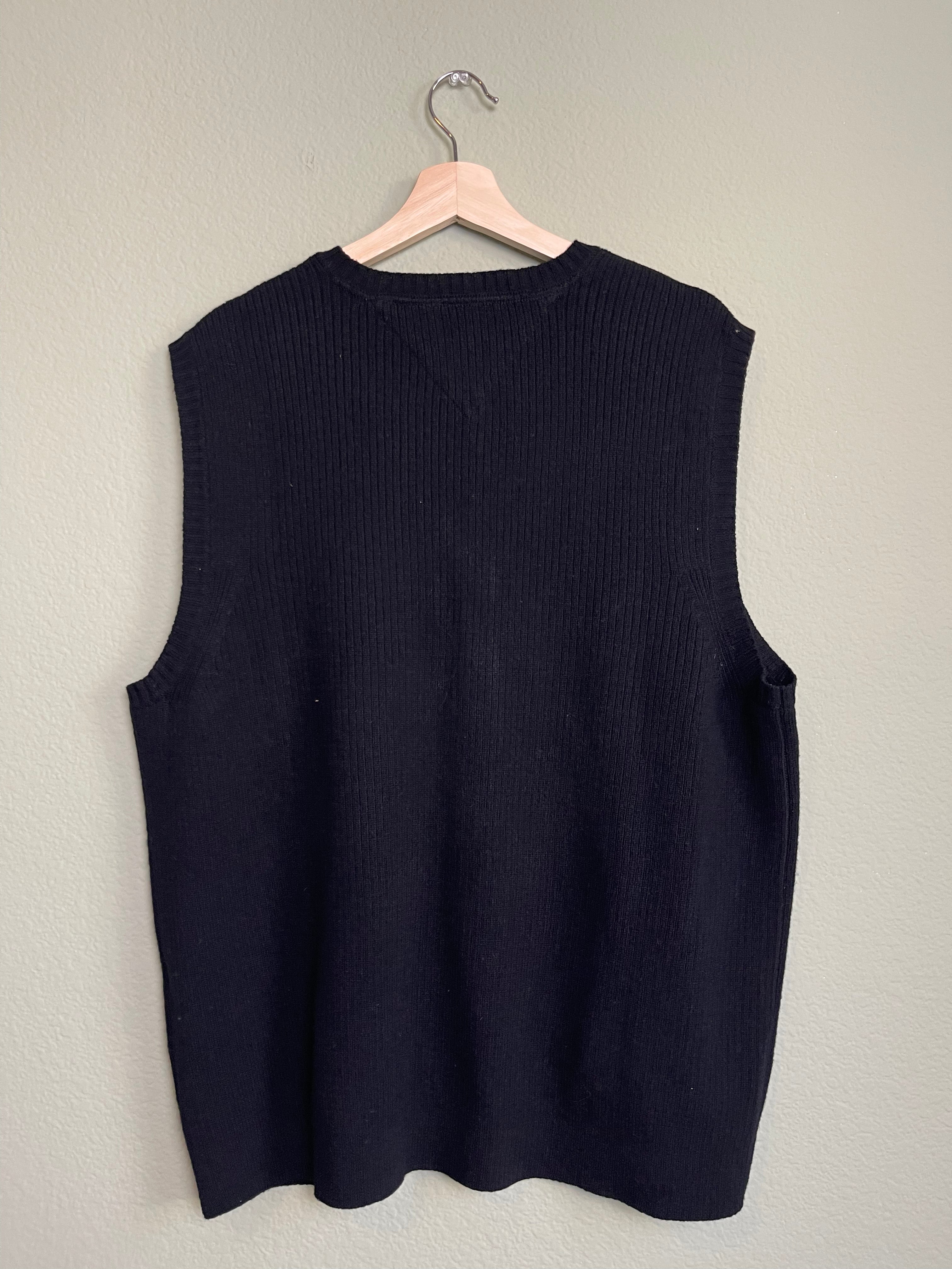 Tommy Hilfiger Black Wool Menswear Sweater Vest sz xl-2x