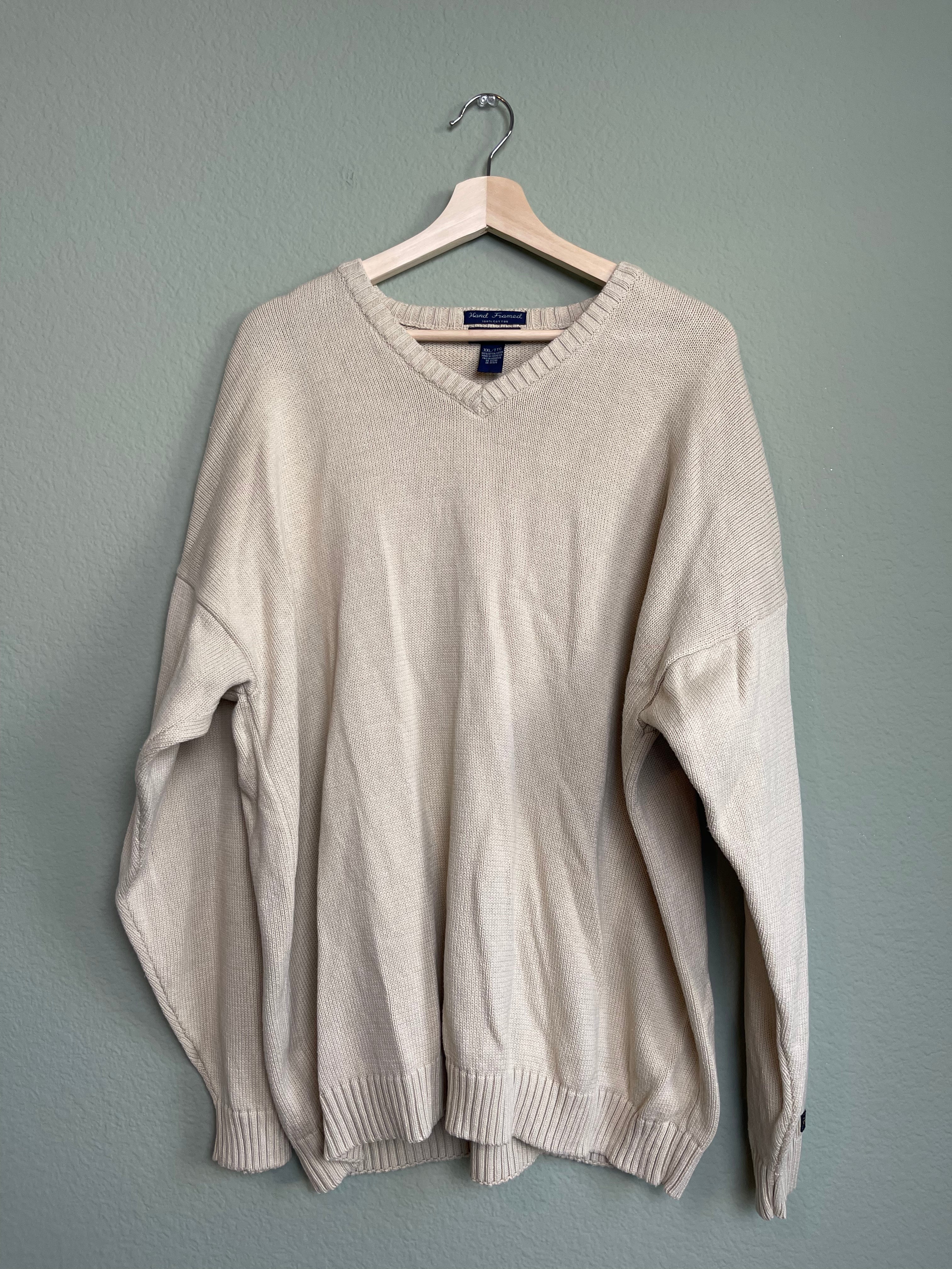 Vintage Menswear V Neck Knit Sweater sz xxl