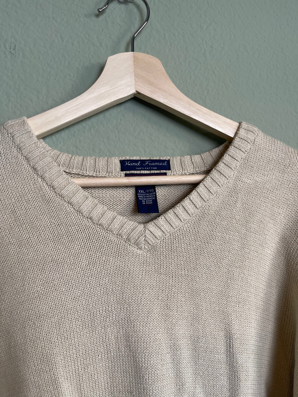 Vintage Menswear V Neck Knit Sweater sz xxl