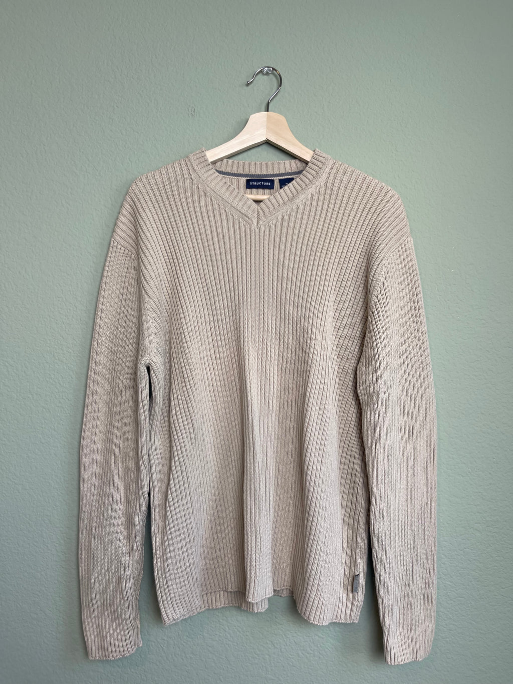 Vintage V Neck Ribbed Heavyweight Menswear Sweater Top sz xl