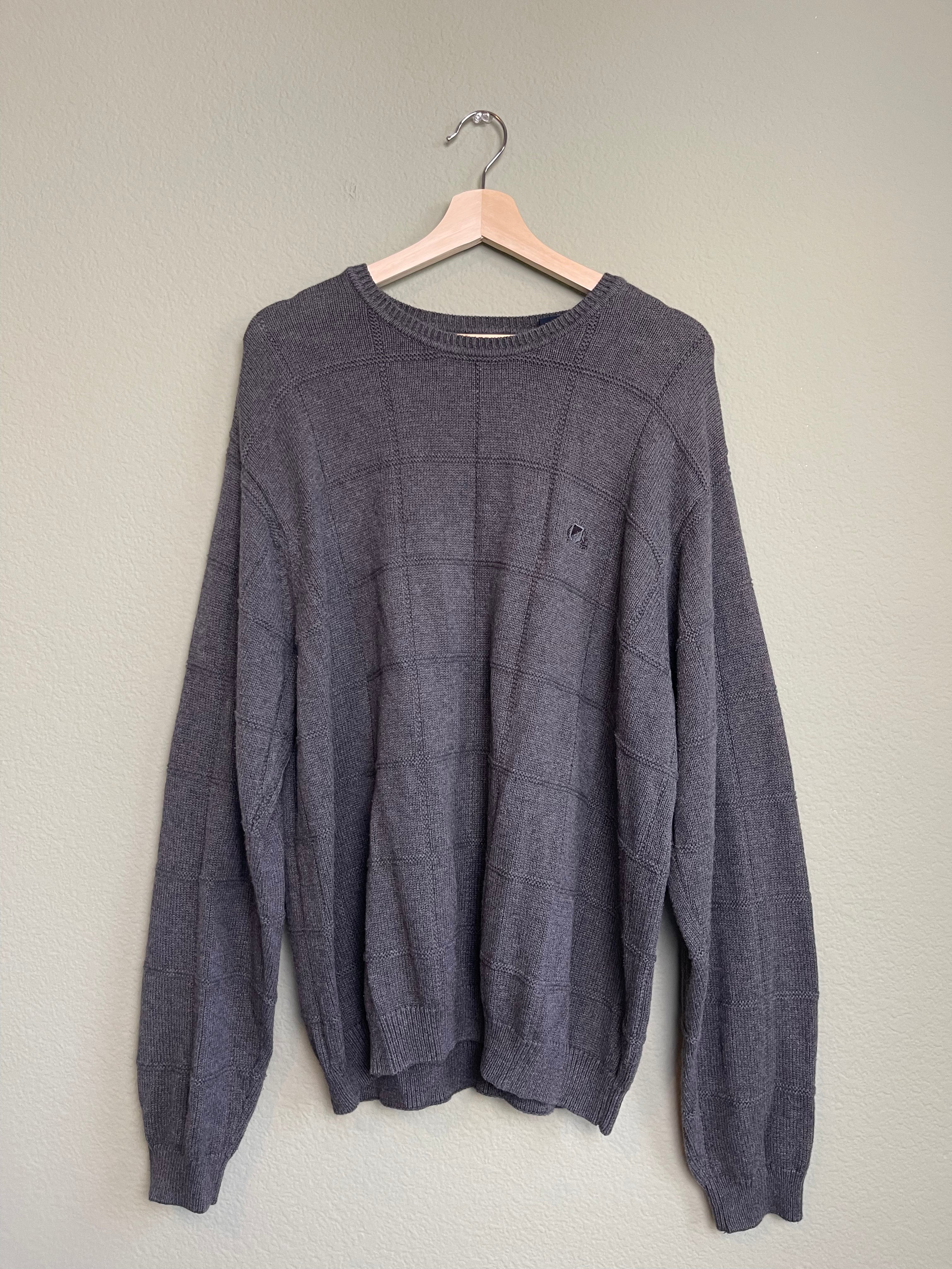 Vintage Charcoal Gray Menswear IZOD Crew nNeck Sweater sz xxl