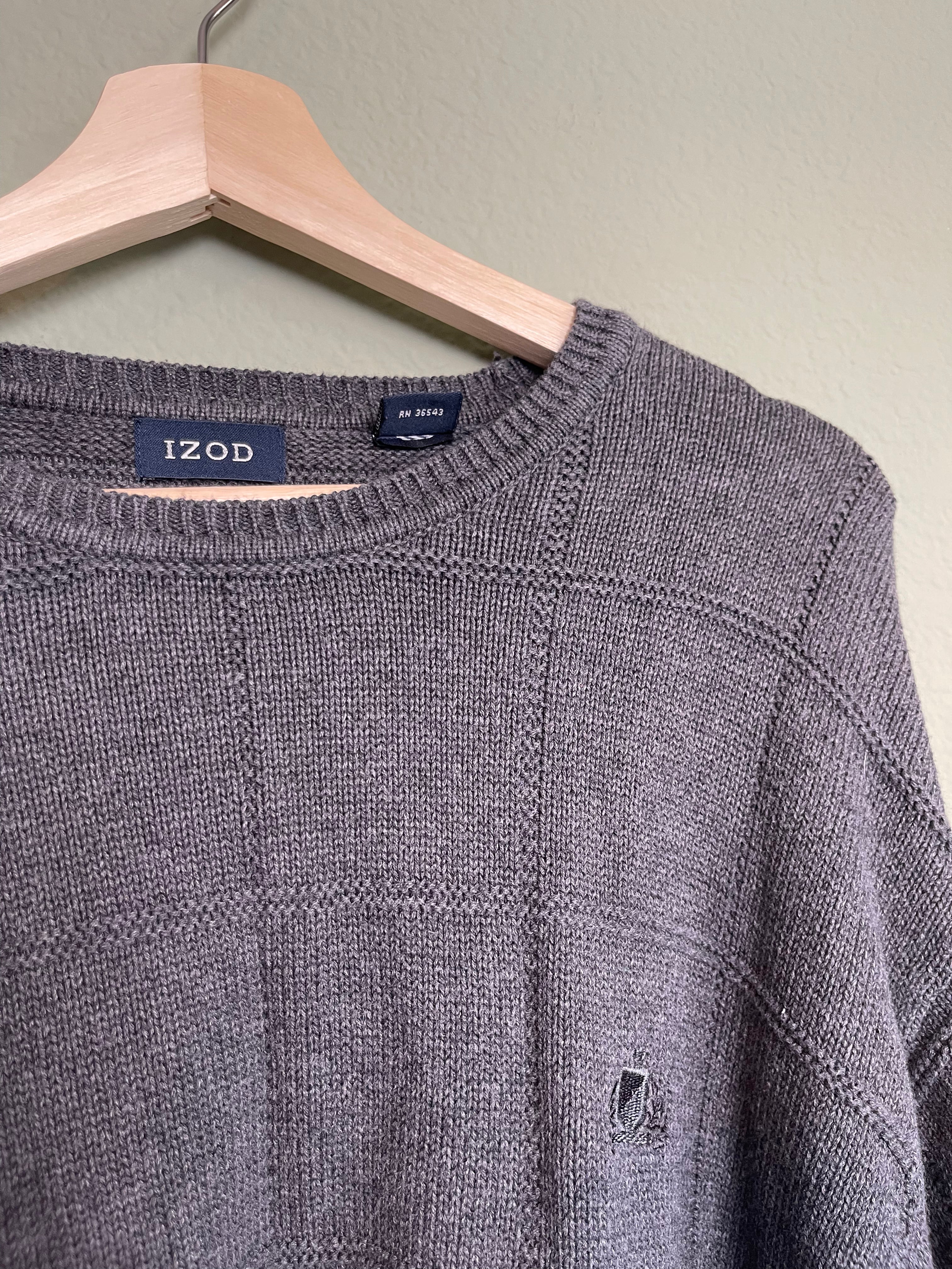 Vintage Charcoal Gray Menswear IZOD Crew nNeck Sweater sz xxl