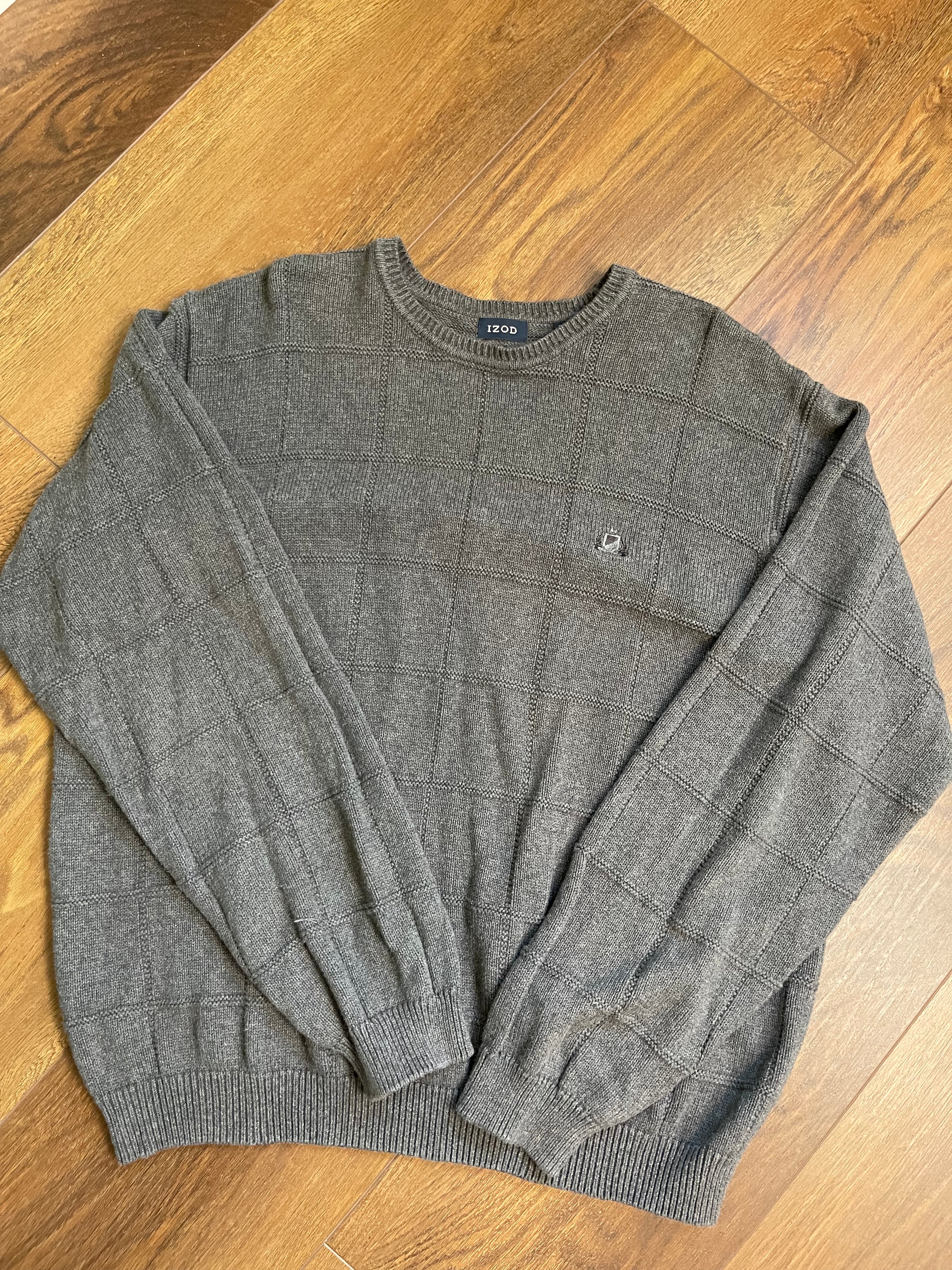 Vintage Charcoal Gray Menswear IZOD Crew nNeck Sweater sz xxl
