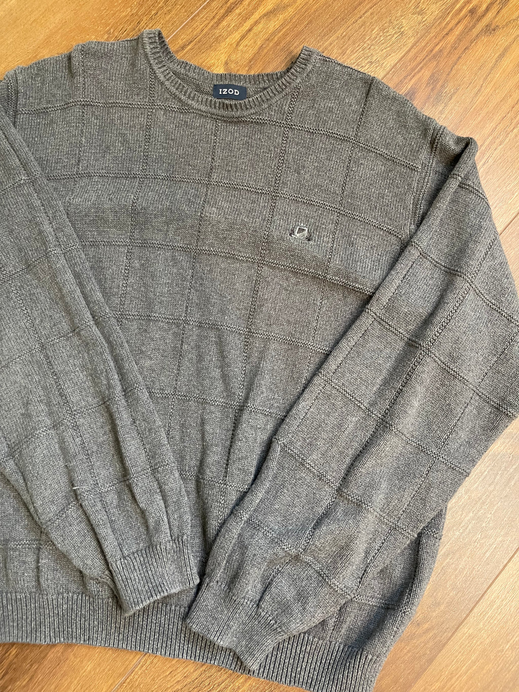 Vintage Charcoal Gray Menswear IZOD Crew nNeck Sweater sz xxl