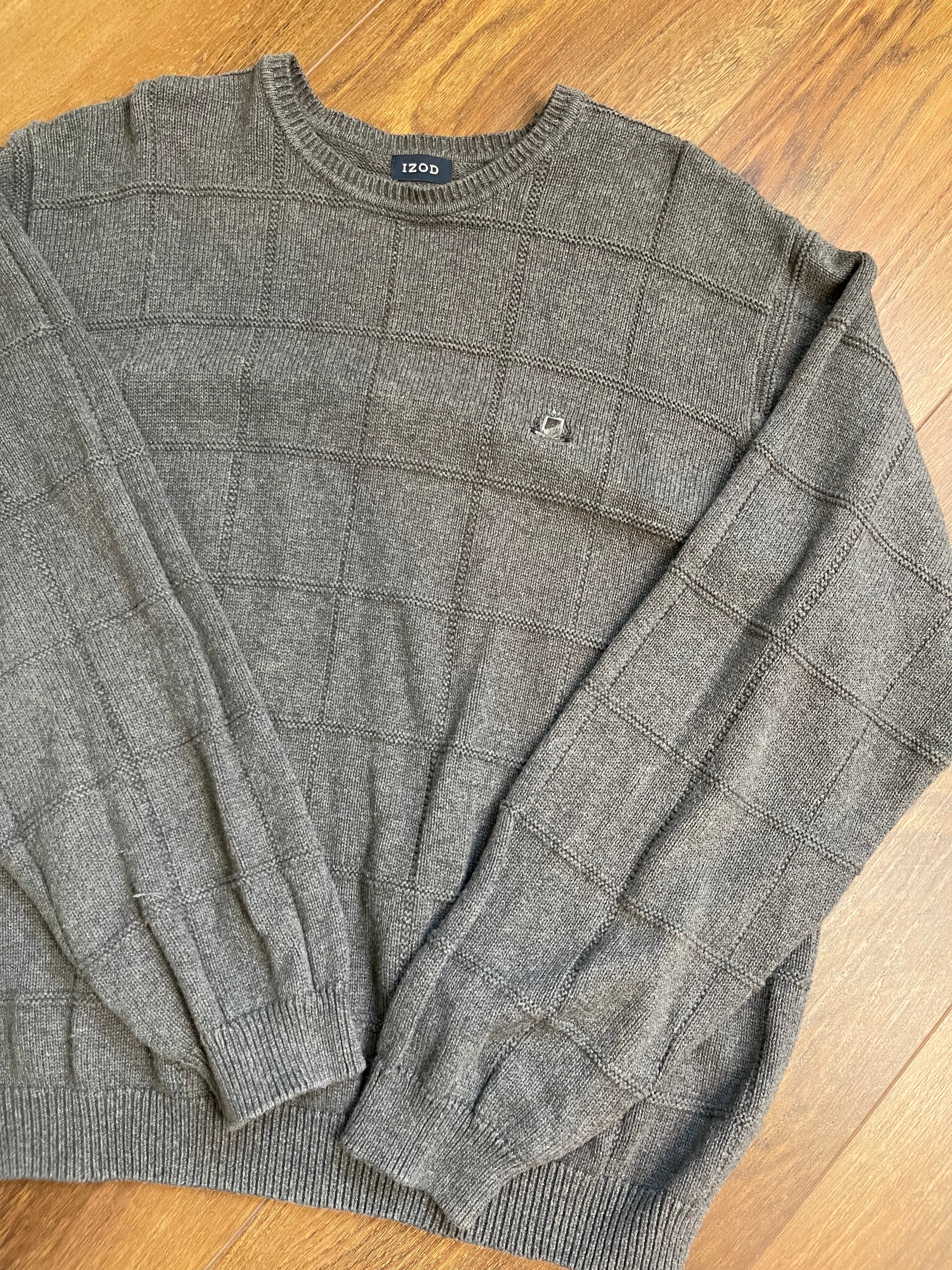 Vintage Charcoal Gray Menswear IZOD Crew nNeck Sweater sz xxl