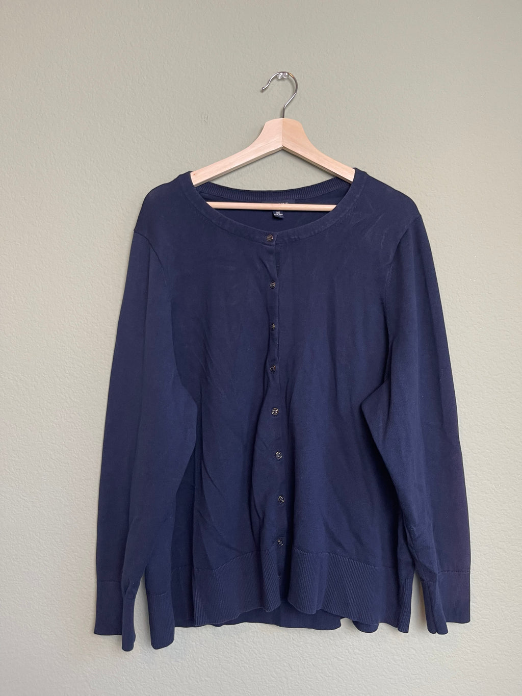 Lands End Navy Button Front Sweater Cardigan sz 3x