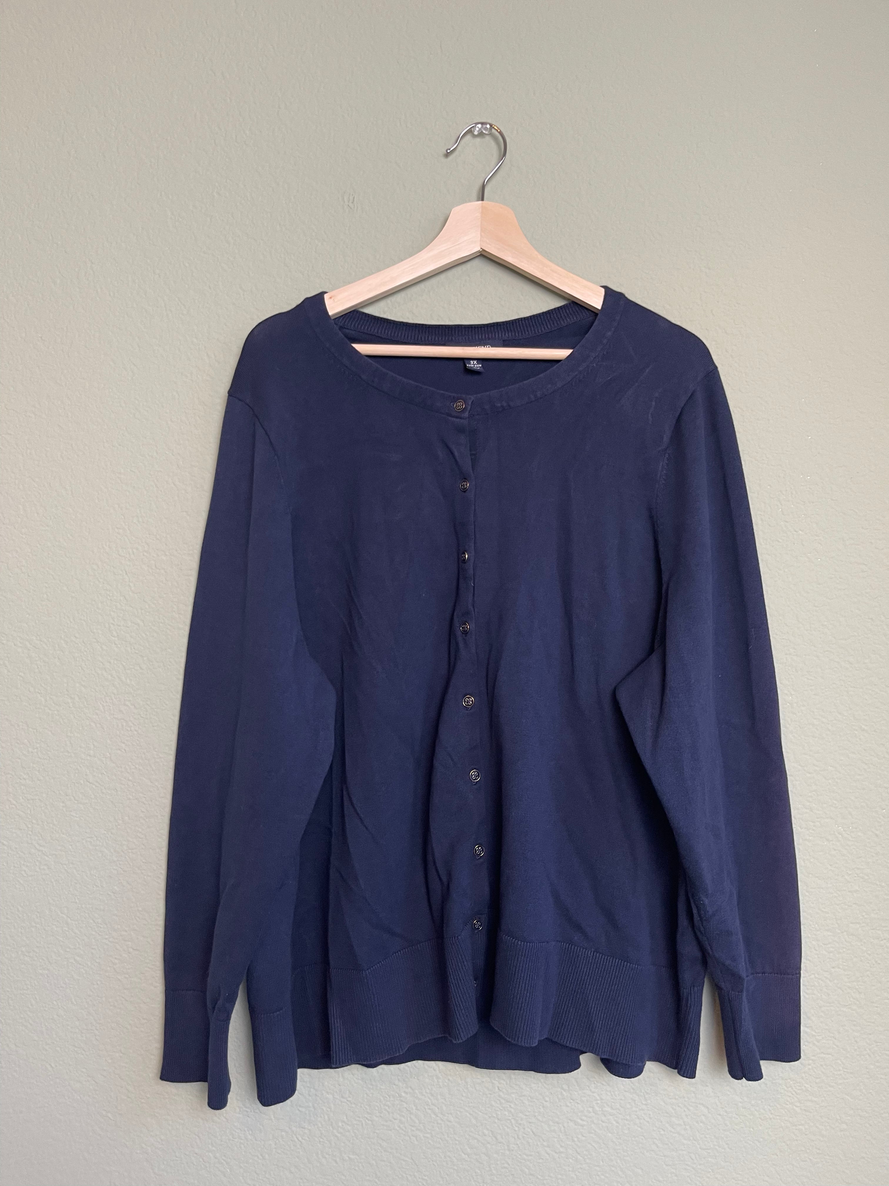 Lands End Navy Button Front Sweater Cardigan sz 3x