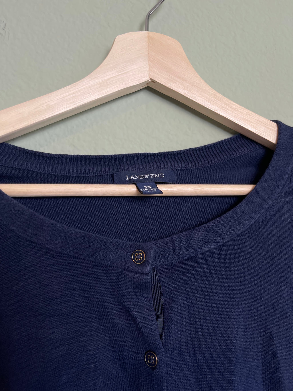 Lands End Navy Button Front Sweater Cardigan sz 3x