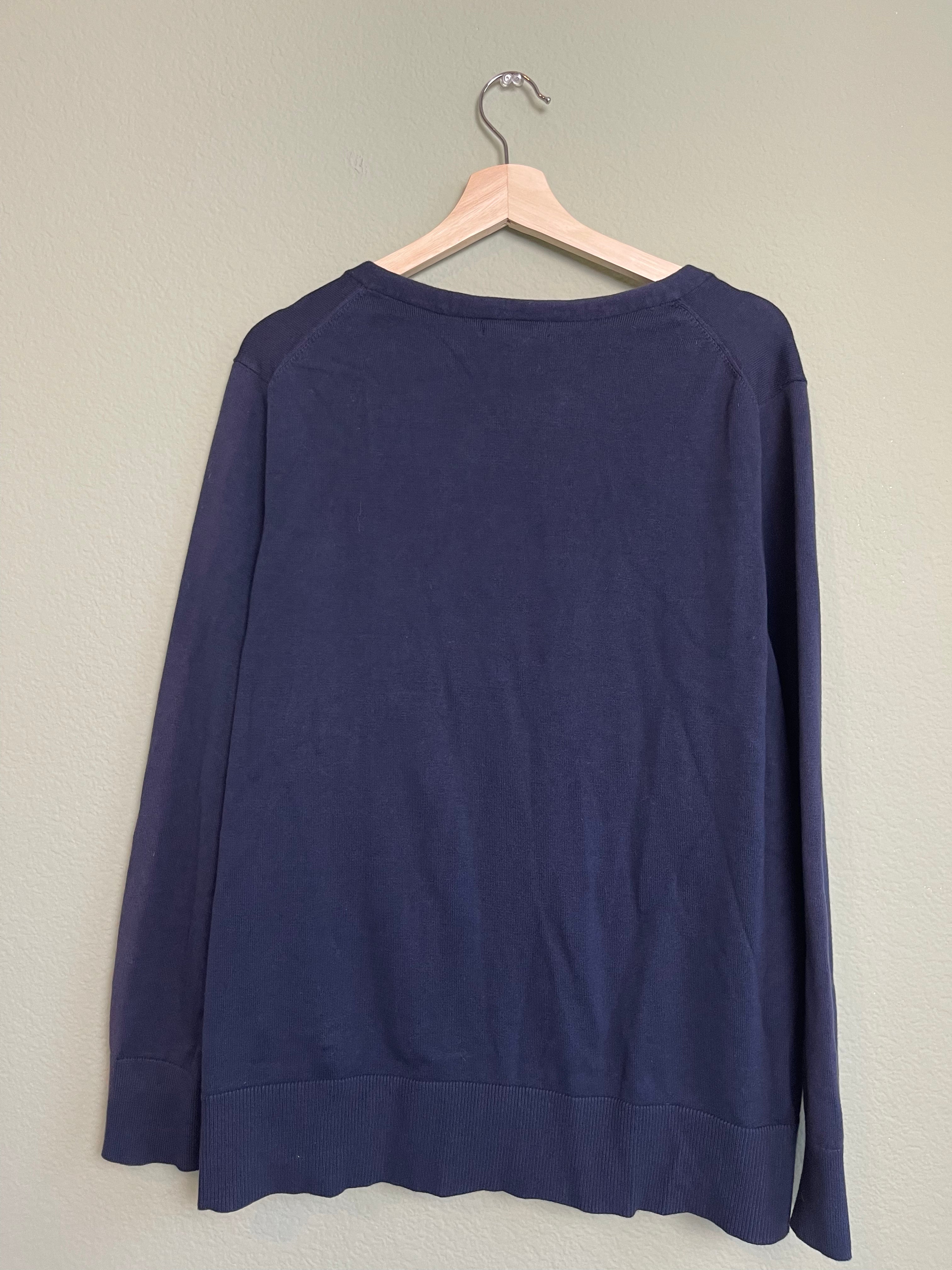 Lands End Navy Button Front Sweater Cardigan sz 3x