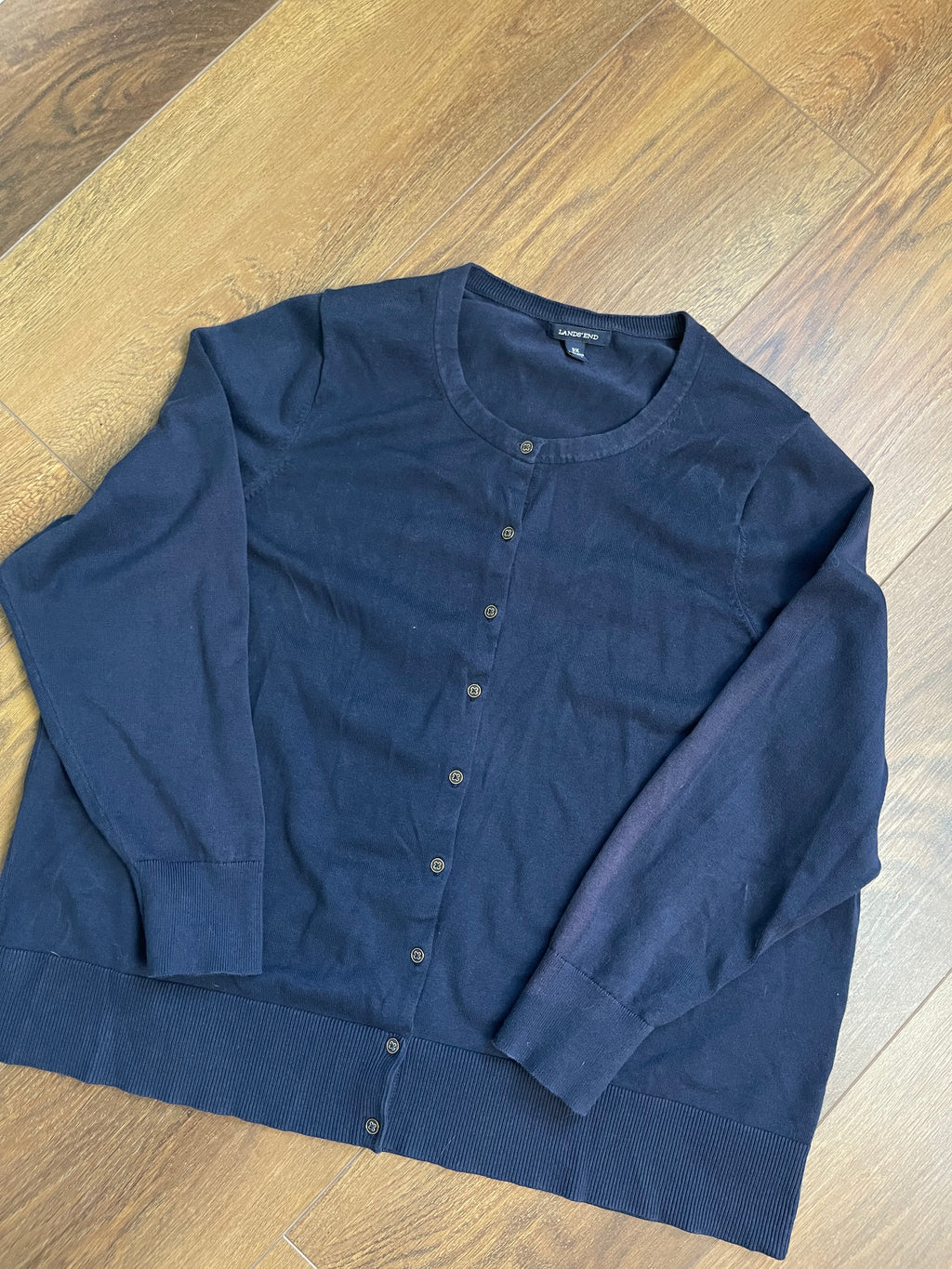 Lands End Navy Button Front Sweater Cardigan sz 3x