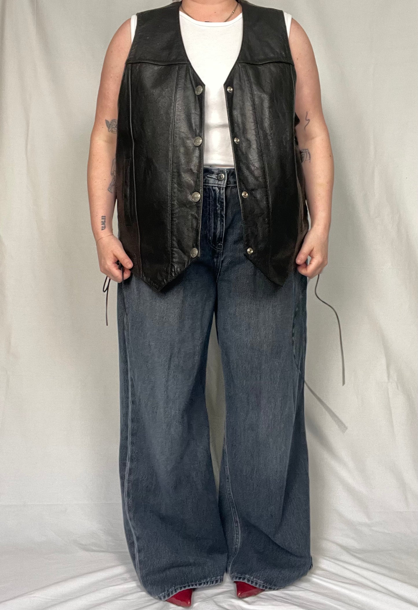 Vintage "Menswear" Leather Biker Vest SZ 1XL-3XL