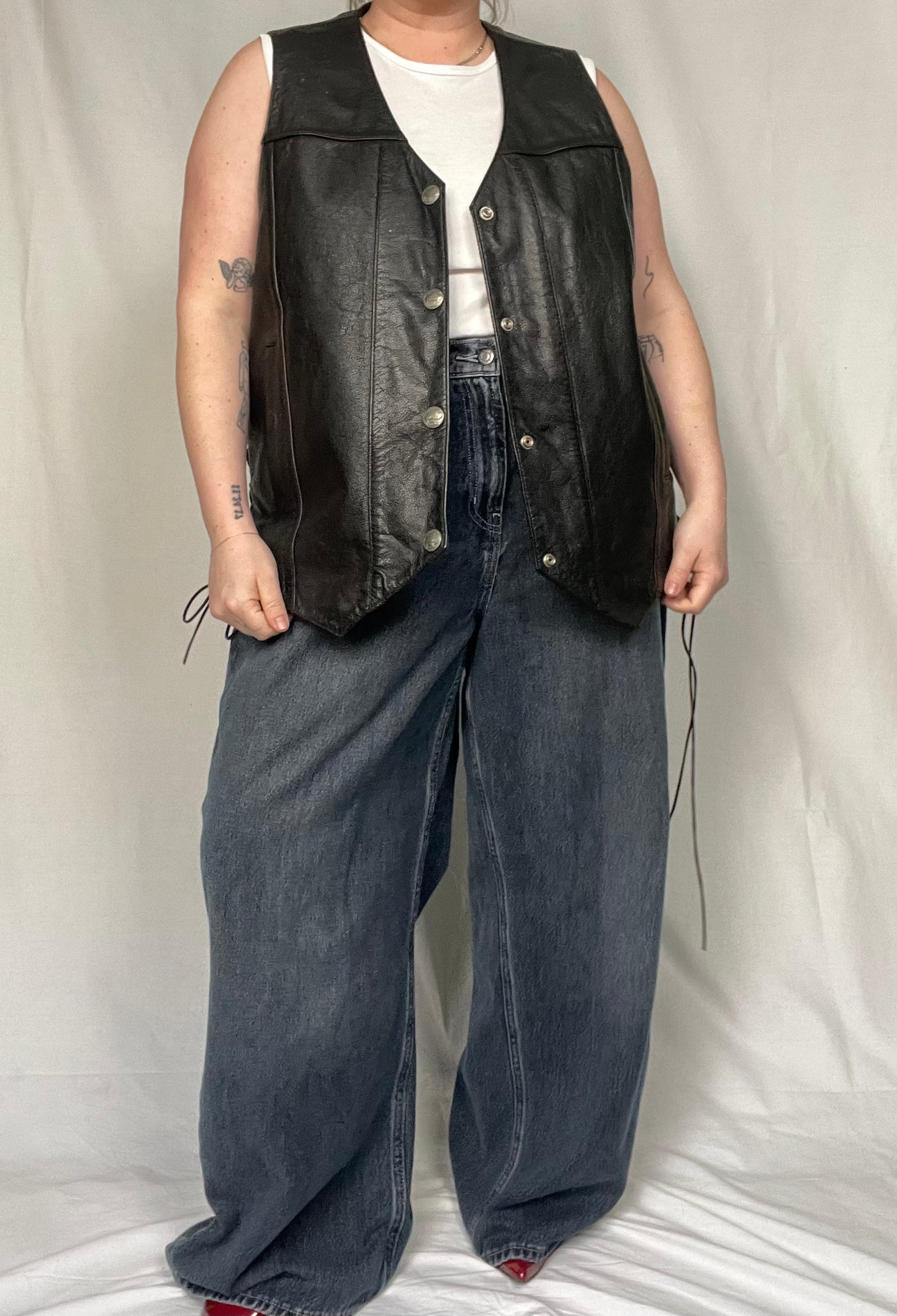 Vintage "Menswear" Leather Biker Vest SZ 1XL-3XL