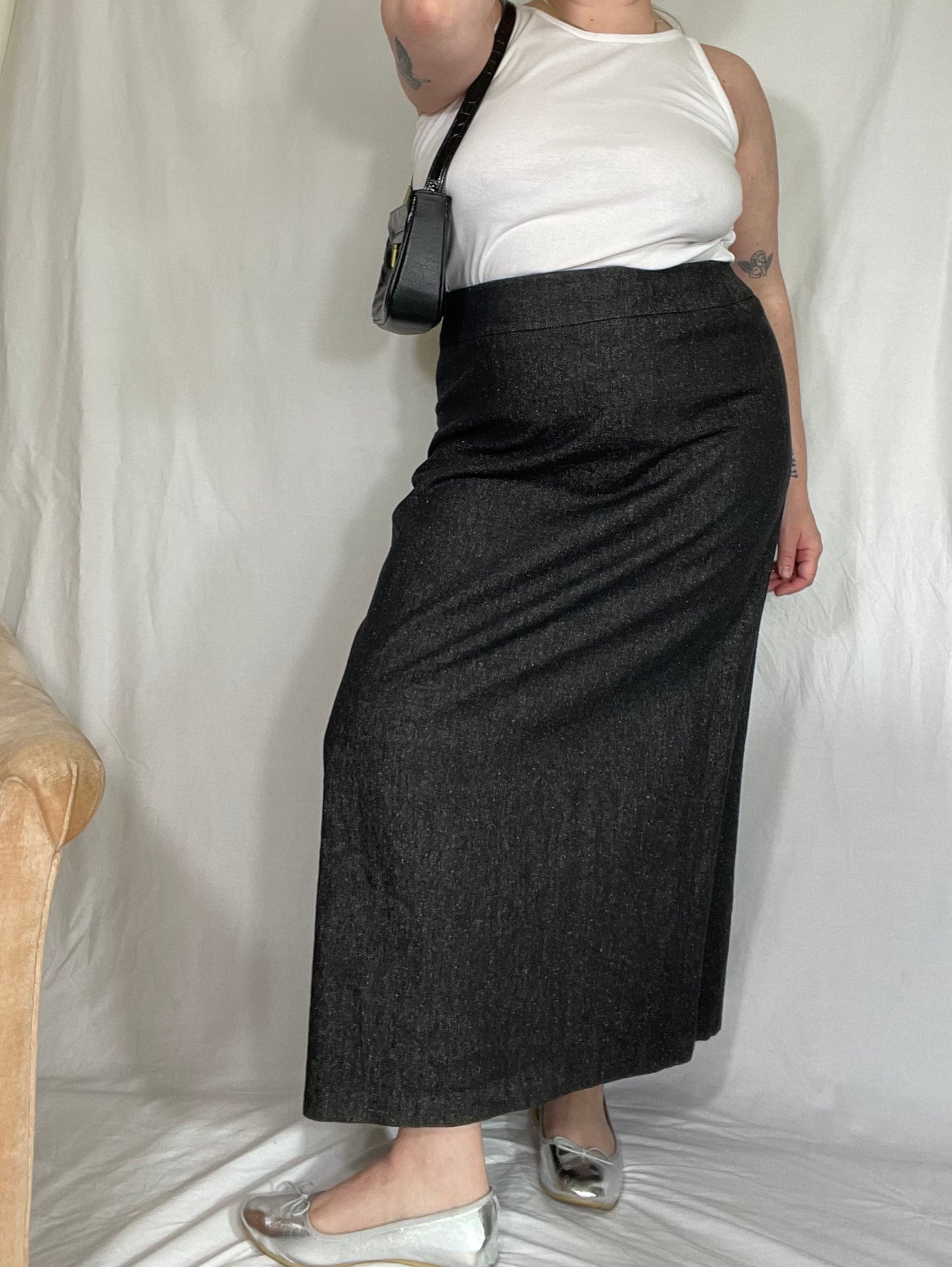 Y2K Denim-Like Midi Skirt