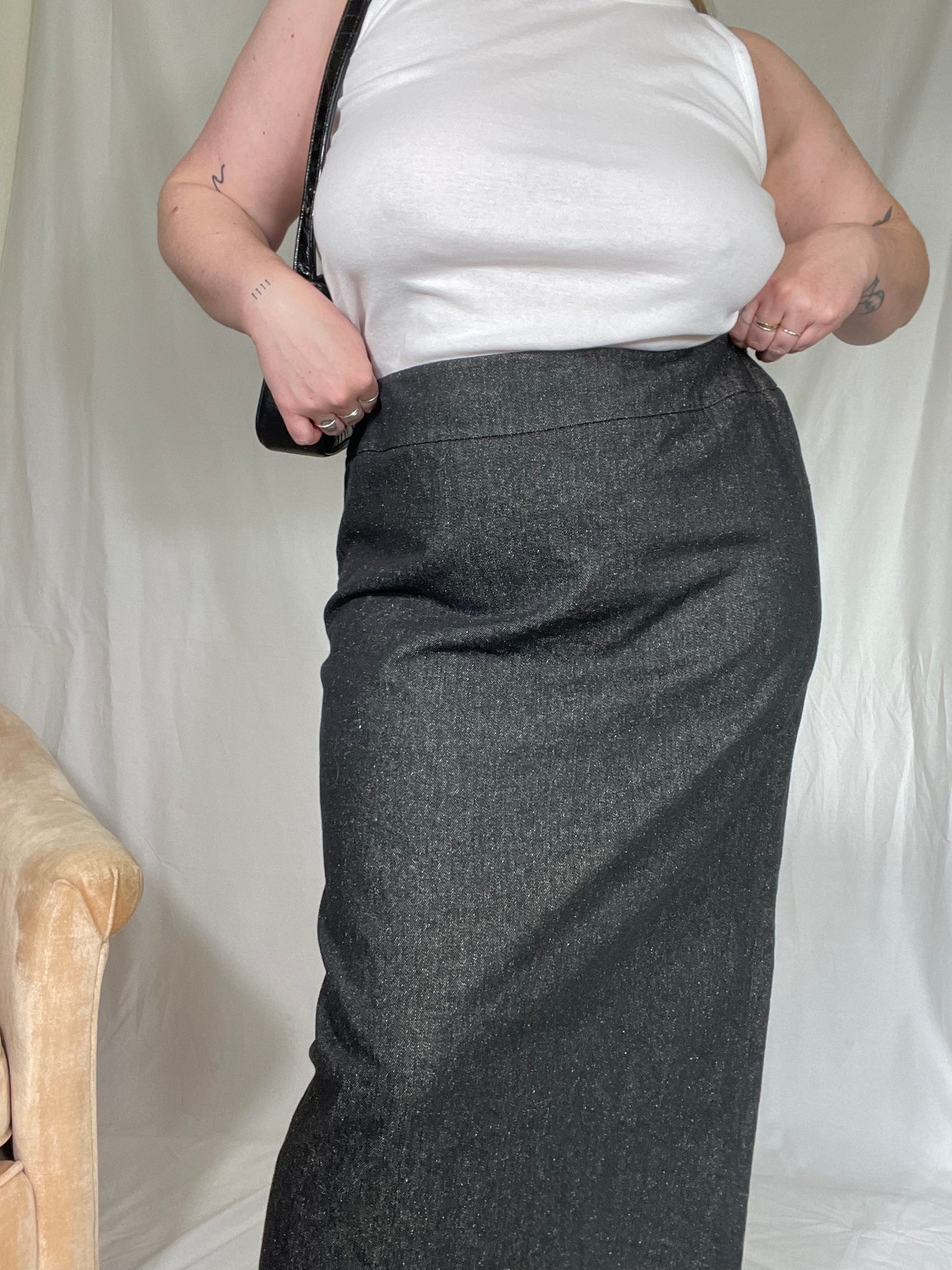 Y2K Denim-Like Midi Skirt