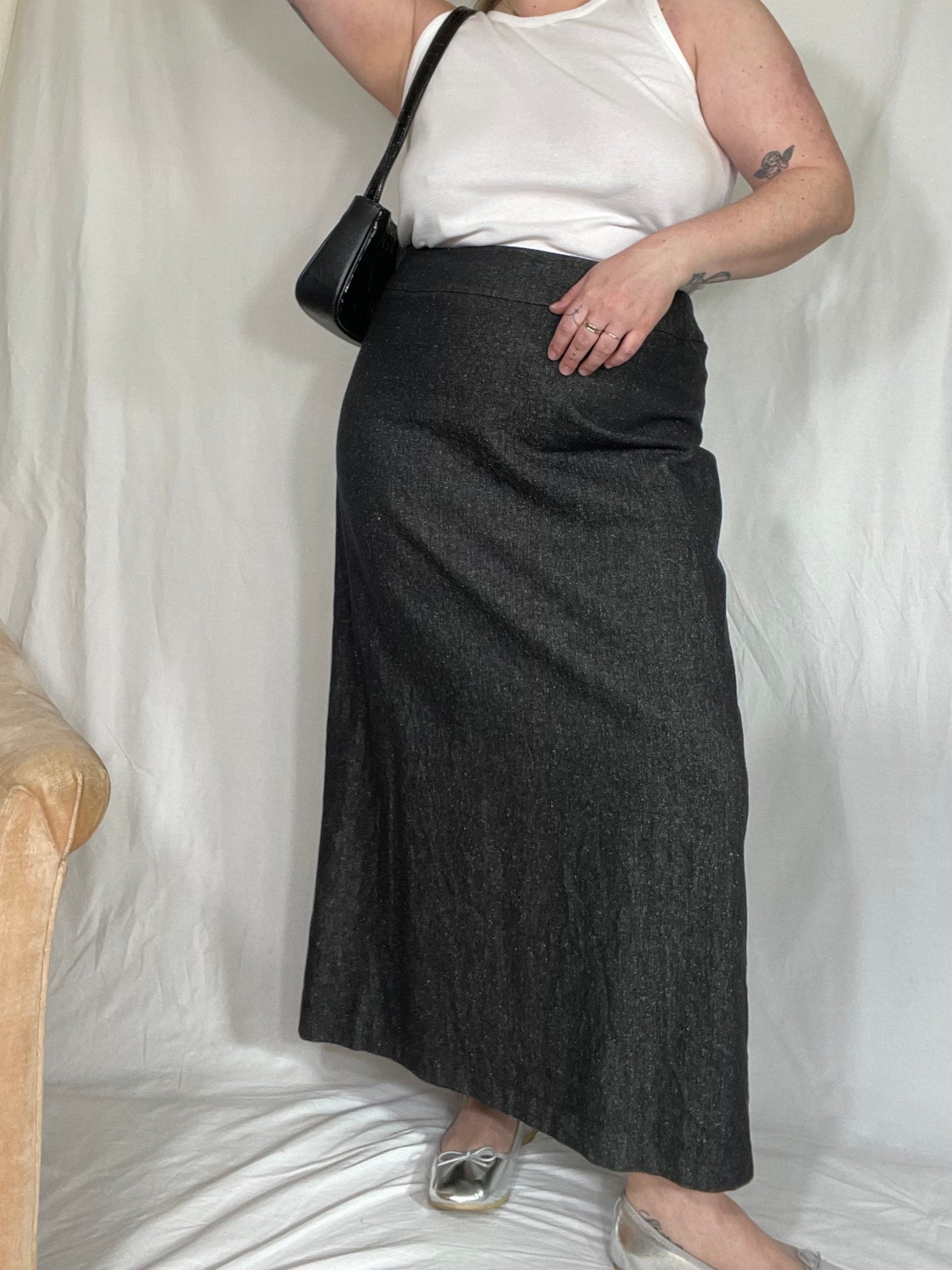 Y2K Denim-Like Midi Skirt