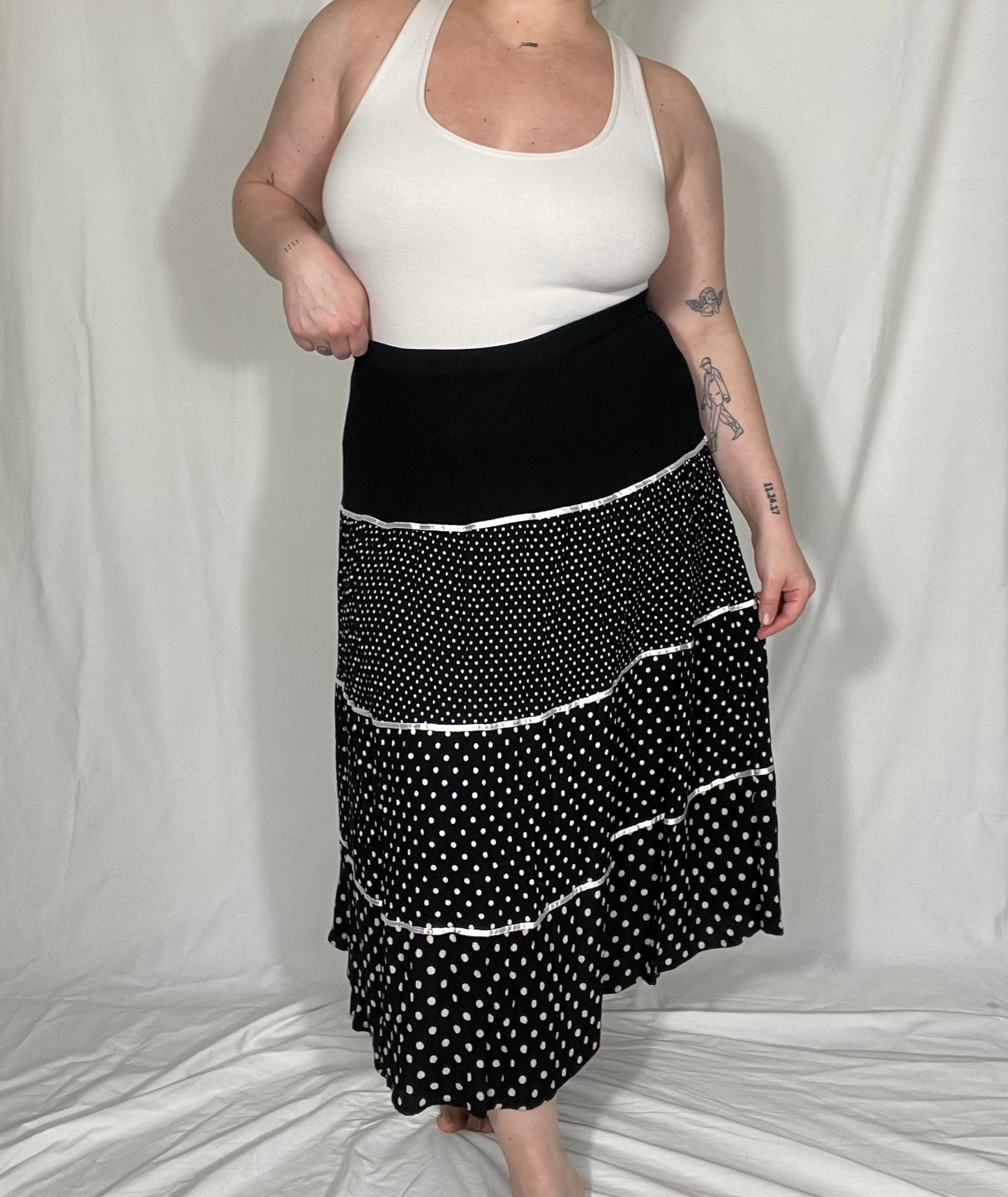 Vintage Rayon Textured Midi Skirt