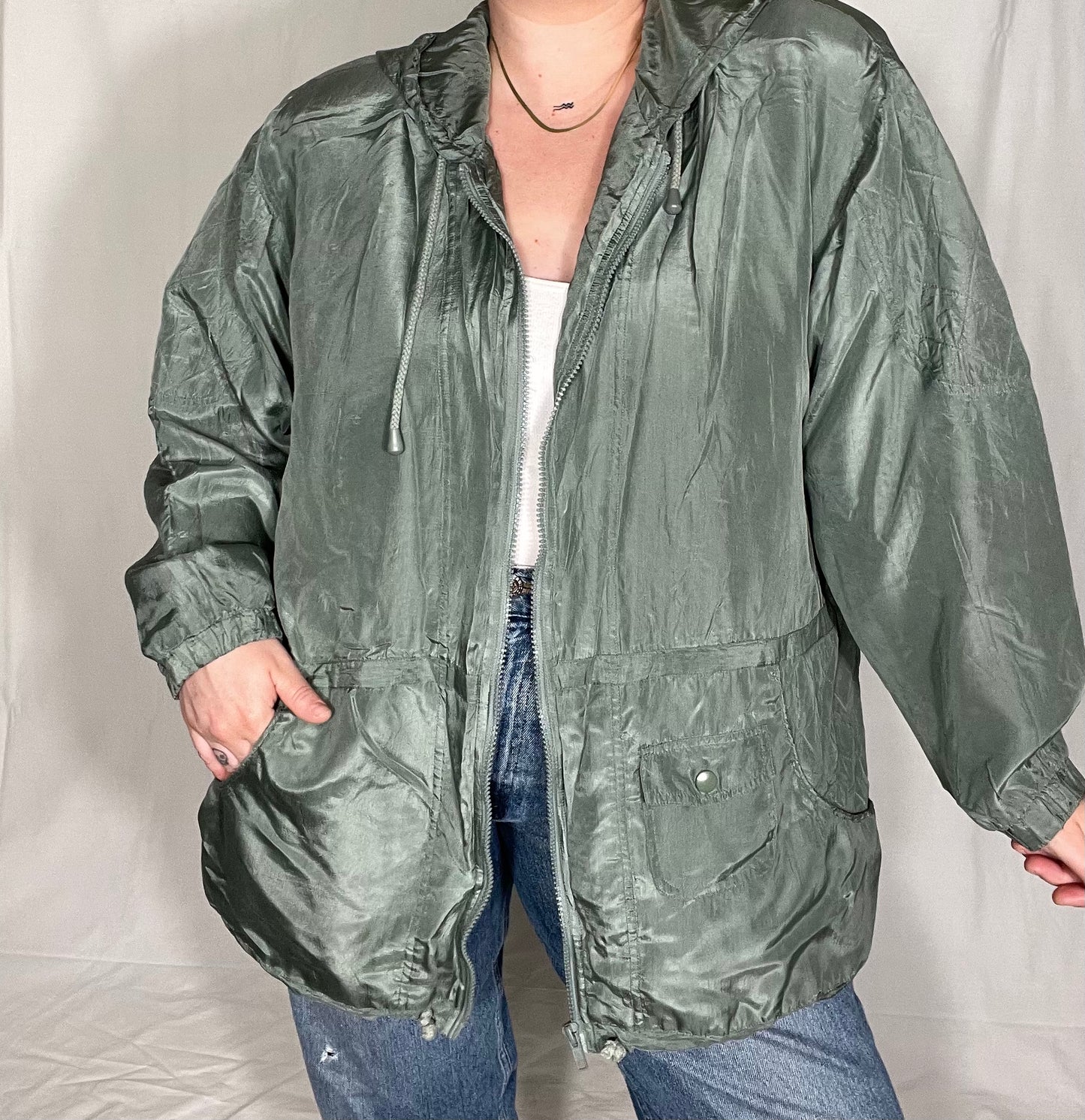 Vintage Lightweight Silk Zip Up Jacket